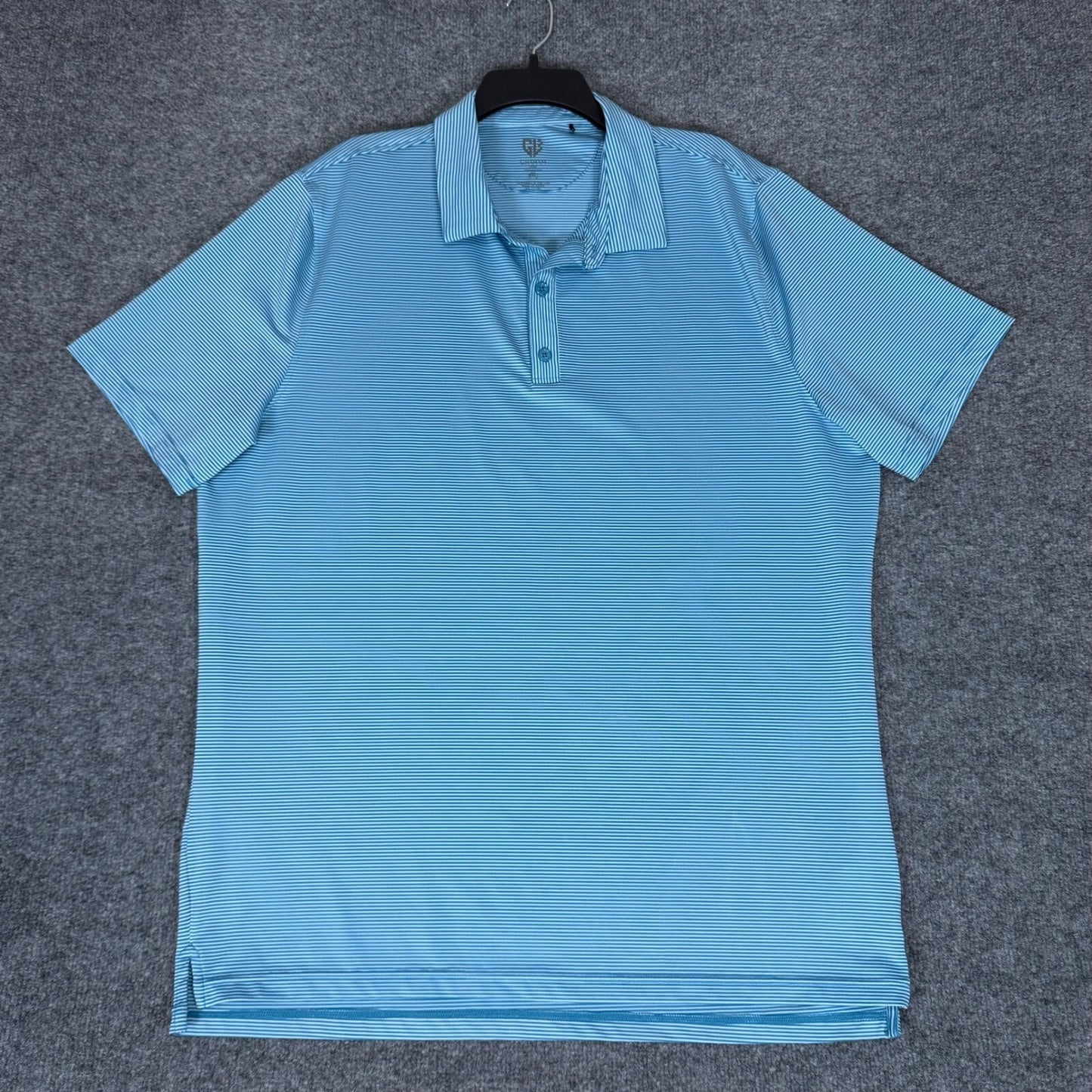 Graham Luxe Golf Polo Shirt Striped Athletic Short Sleeve Stretch Blue Men's 2XL