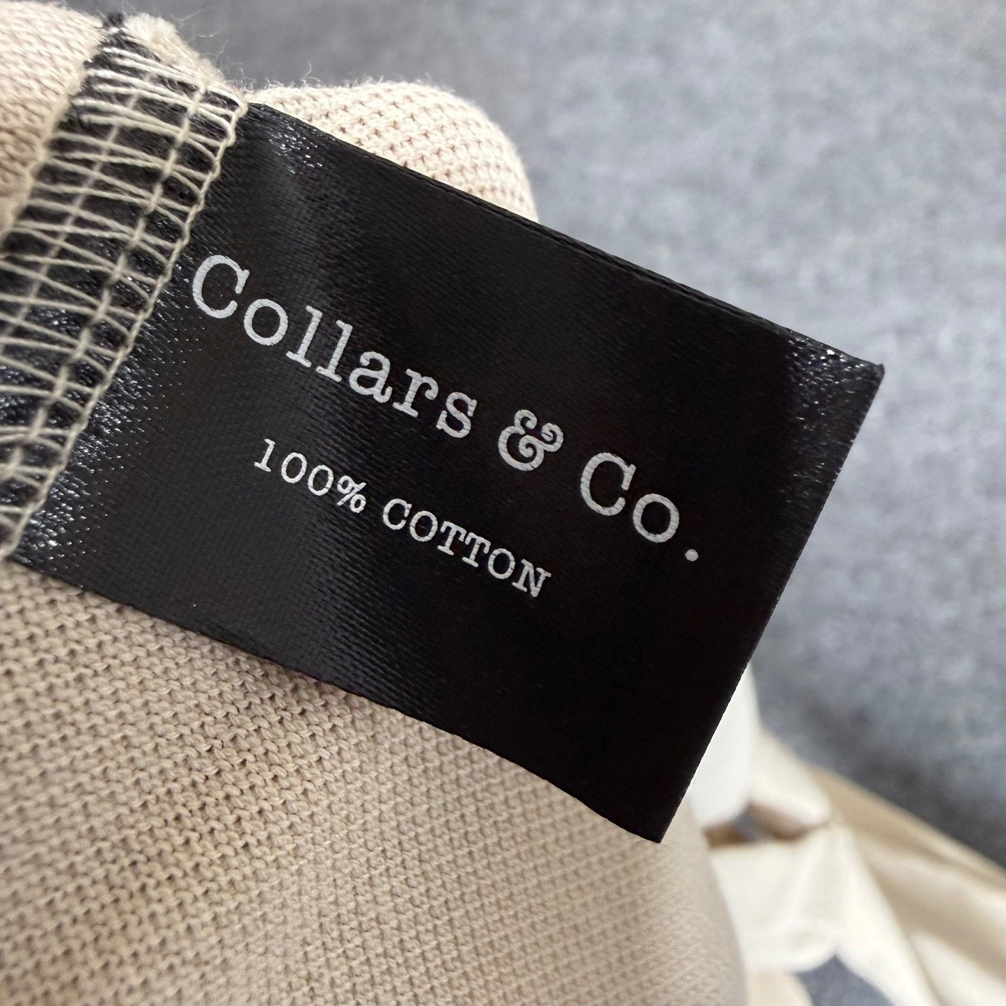 Collars & Co Shirt Mens M Beige Luxury Pique Cotton Long Sleeve Button Up Casual