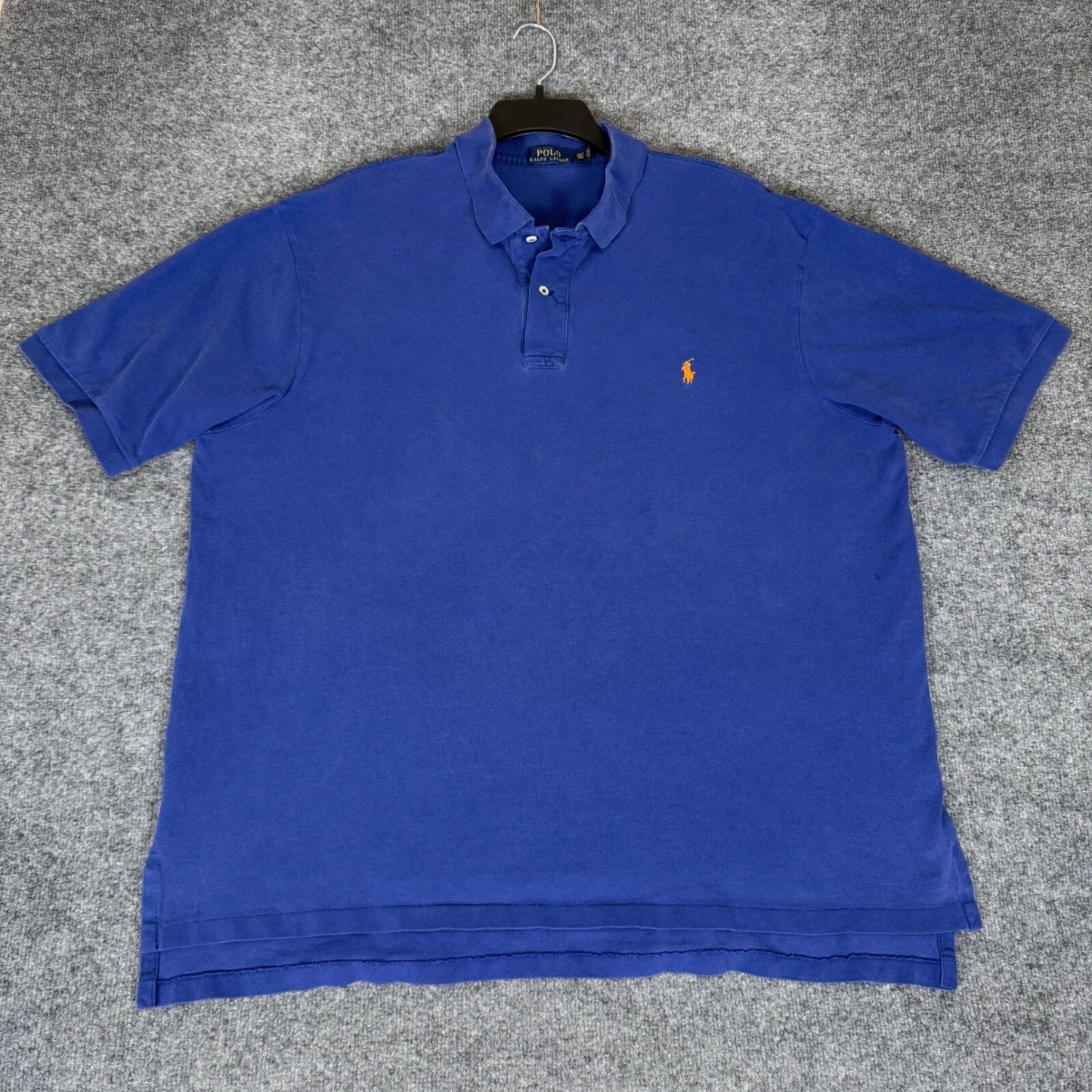 Polo Ralph Lauren Polo Shirt Blue Short Sleeve Casual Orange Pony Men's 2XLT