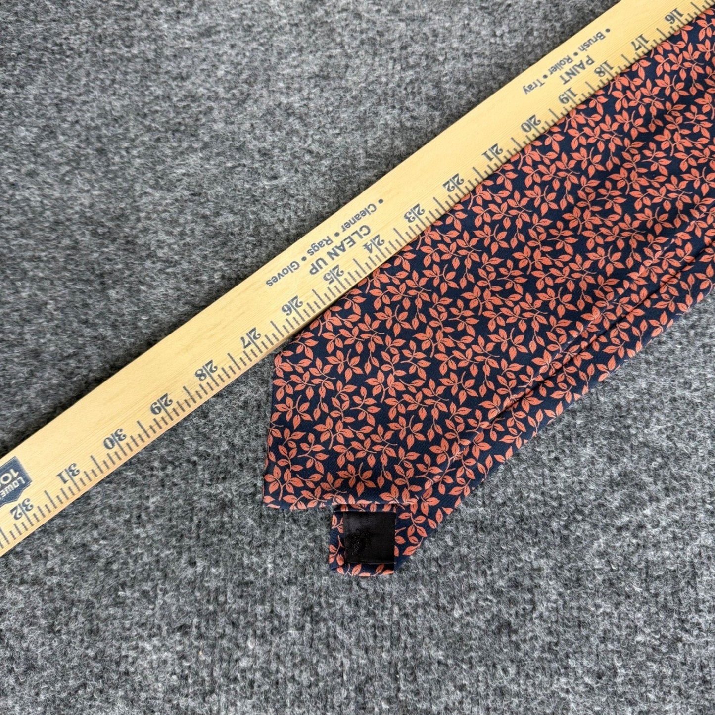 Brooks Brothers Makers Mens Silk Tie Navy Blue Orange Leaf Pattern Made in USA