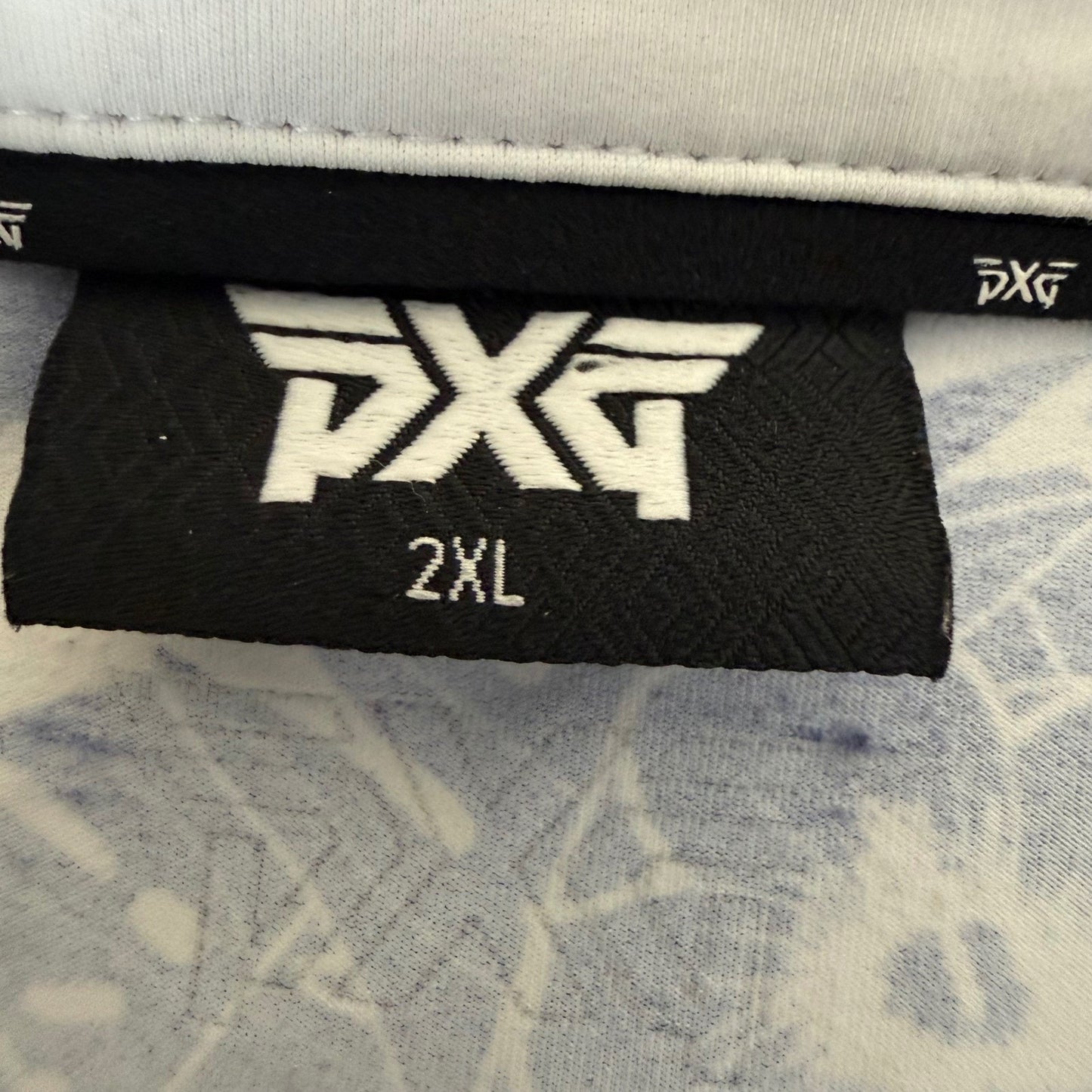 PXG Parsons Xtreme Golf Mens 2XL Floral Hibiscus Polo Shirt Navy Golf Stretch