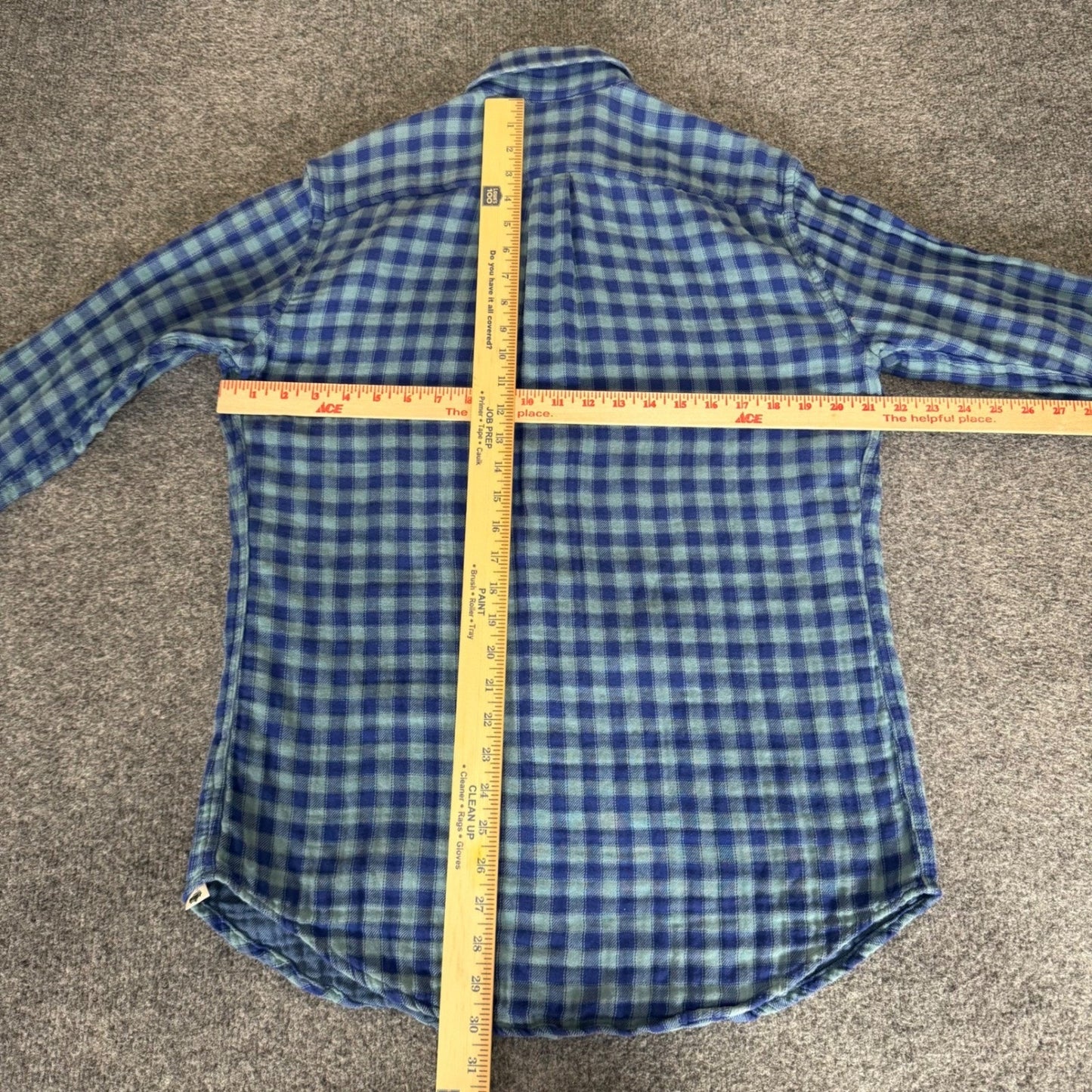 Peter Millar Mountainside Blue Gingham Cotton Flannel Shirt Mens Medium Casual