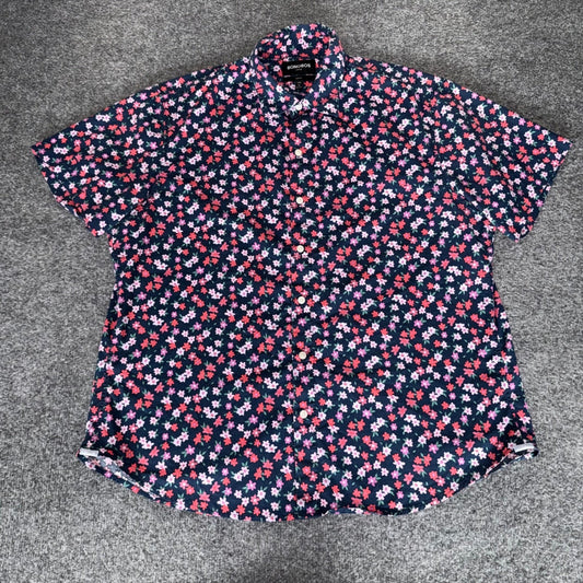 Bonobos Mens XL Short Sleeve Slim Stretch Floral Button Up Shirt Casual Modern