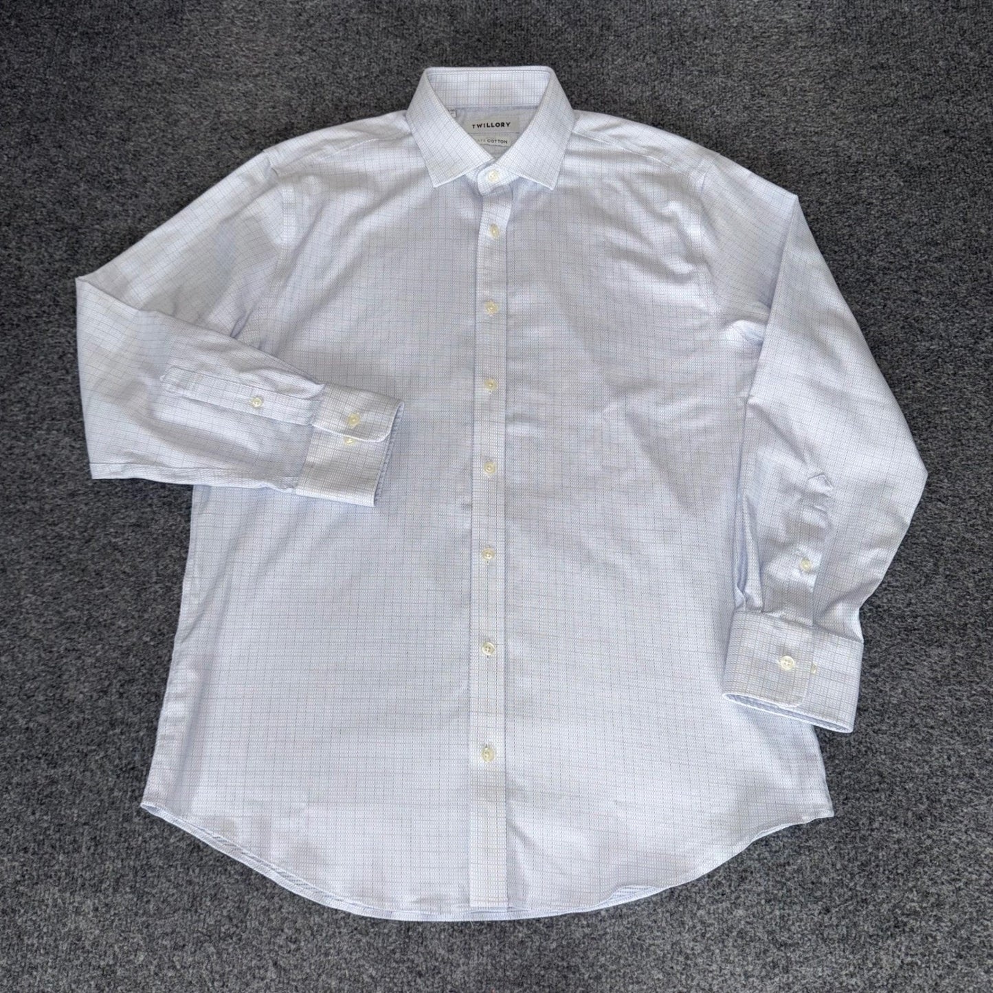 Twillory Men Safe Cotton Non-Iron Tailored Fit Dress Shirt Blue White 16.5 32/33