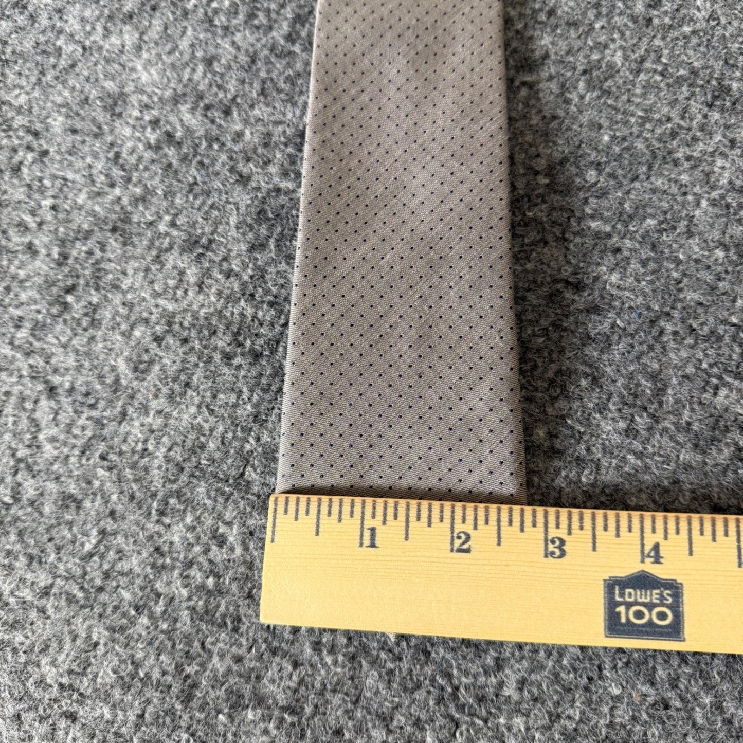 Twillory Mens Skinny Necktie Taupe Tan Navy Micro Dot Handmade Dress Tie Formal