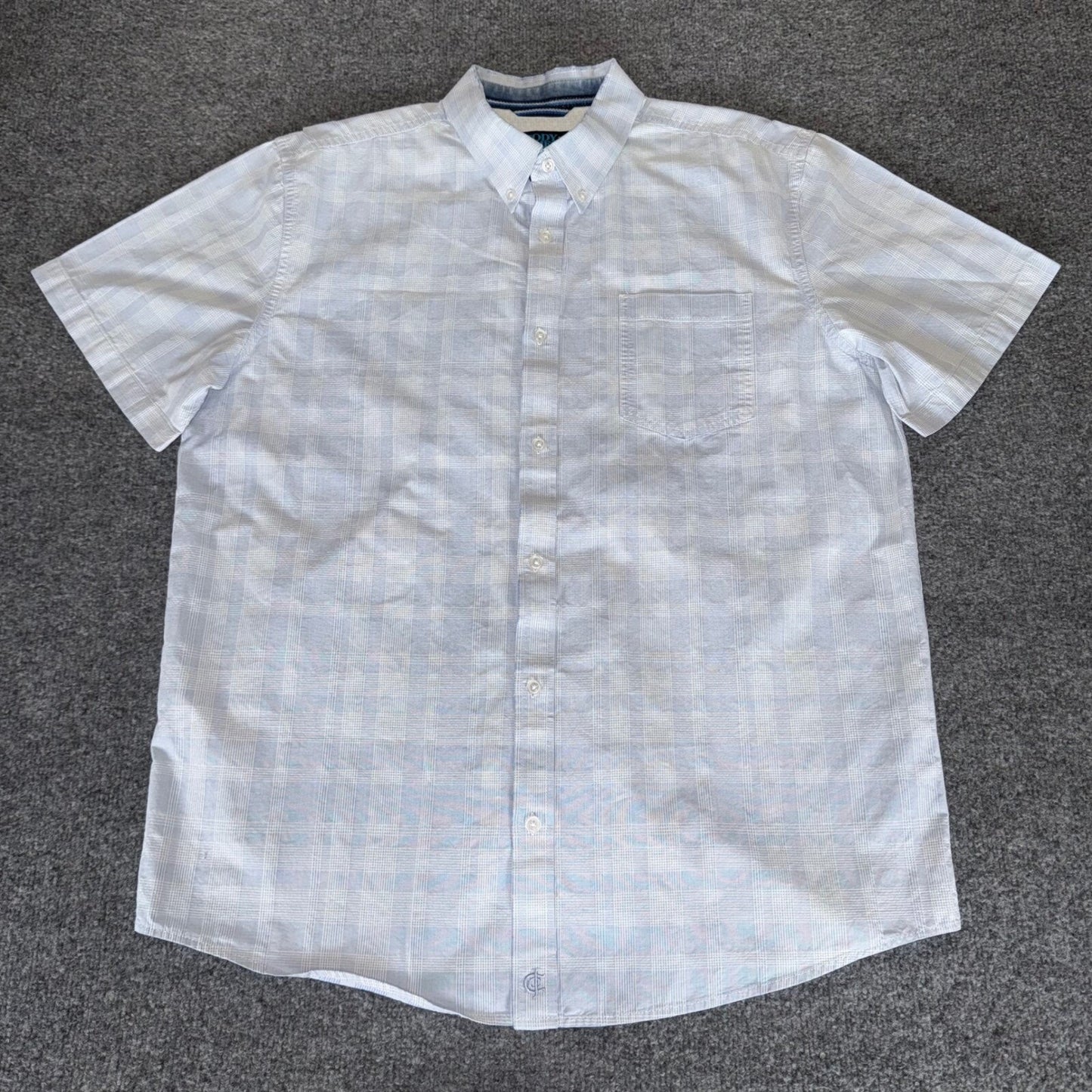 Cody James Core Shirt Plaid Button Down Short Sleeve Casual Blue Mens Medium
