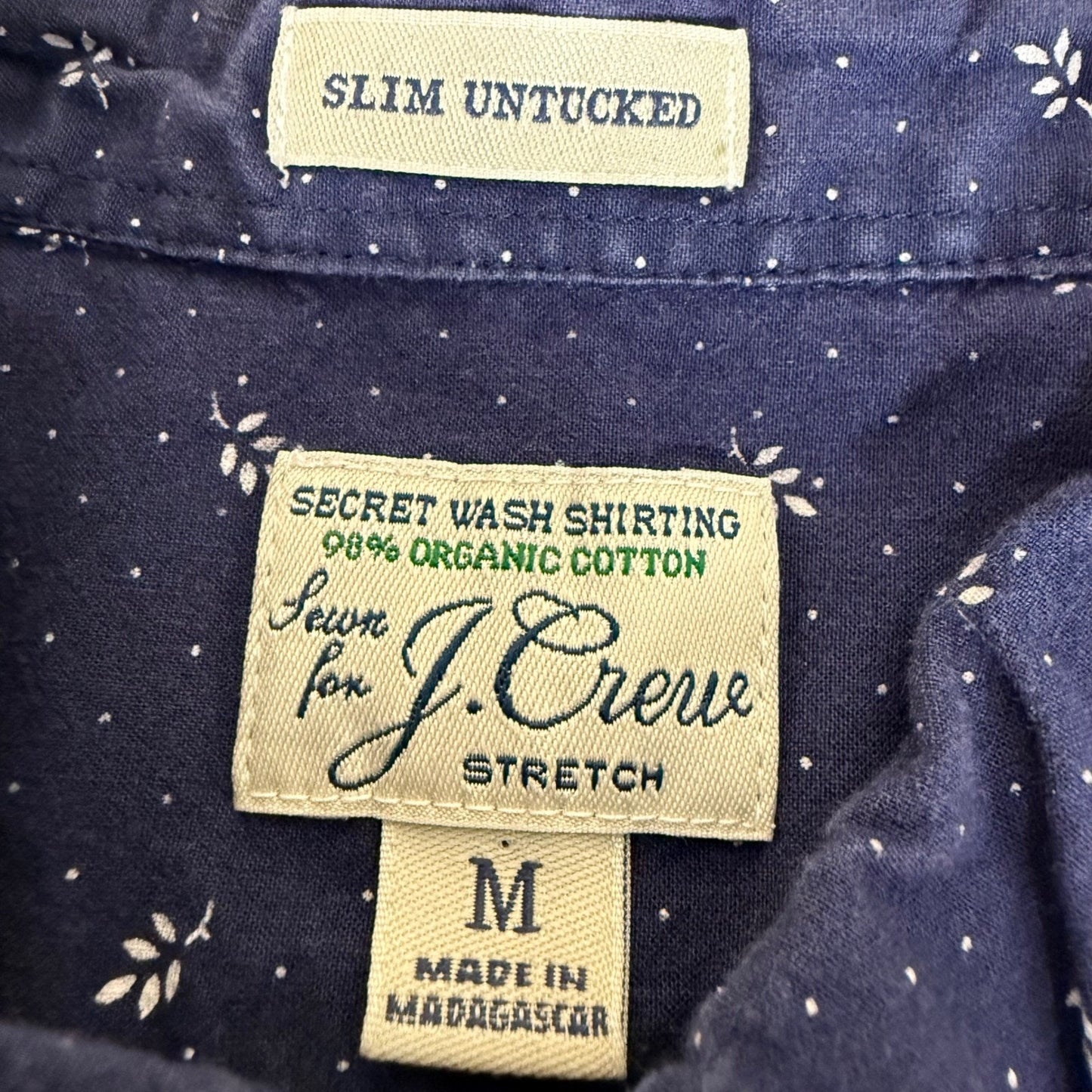 J.Crew Mens Secret Wash Slim Untucked Shirt Navy Floral M Long Sleeve Button Up