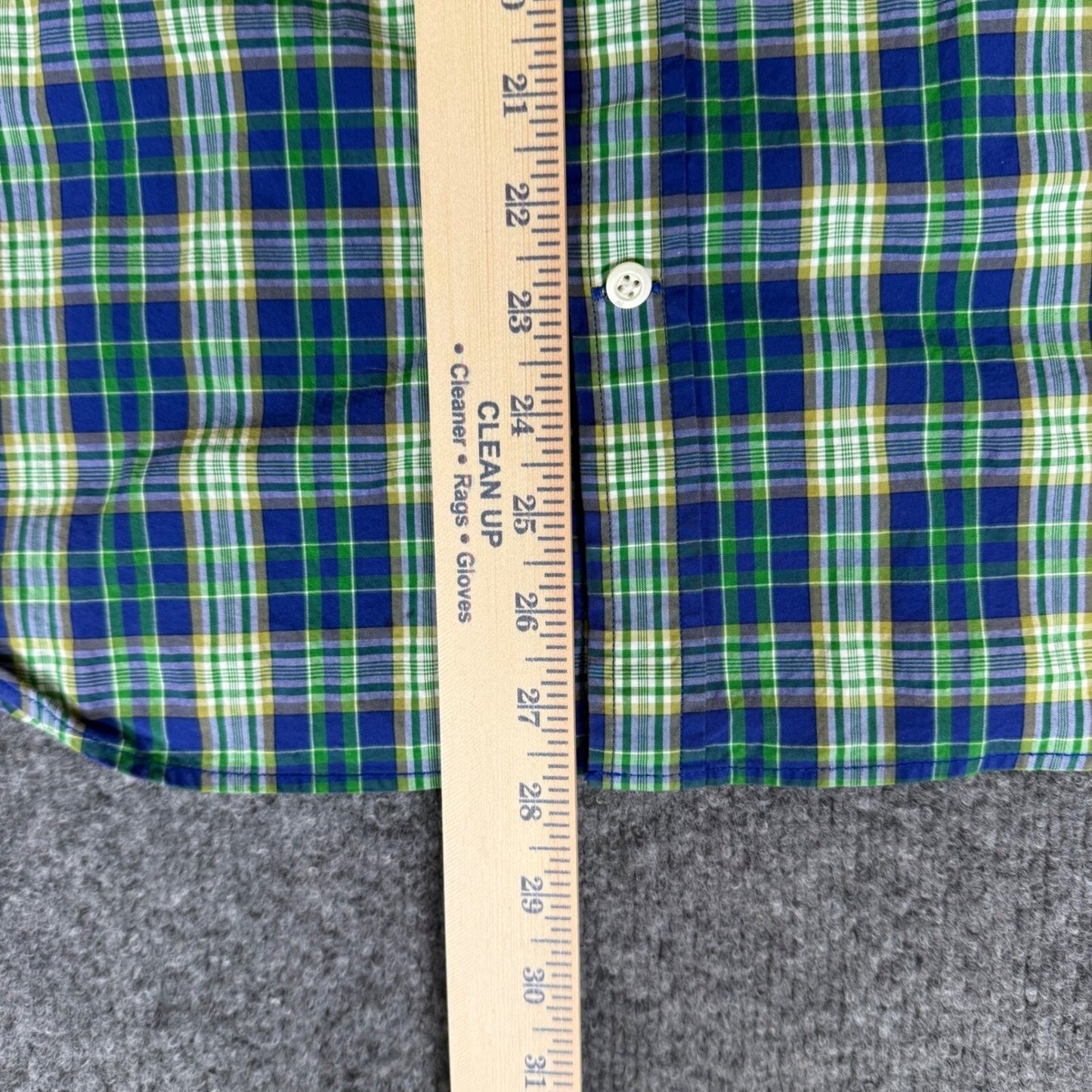 Banana Republic Plaid Shirt Short Sleeve Button Up Green Blue Mens Large (M)