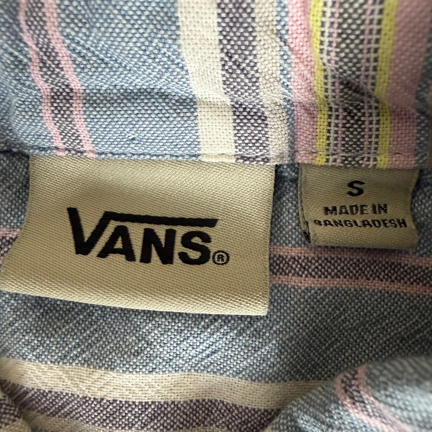 Vans Mens Small Striped Cotton Short Sleeve Button Down Shirt Skate Streetwear