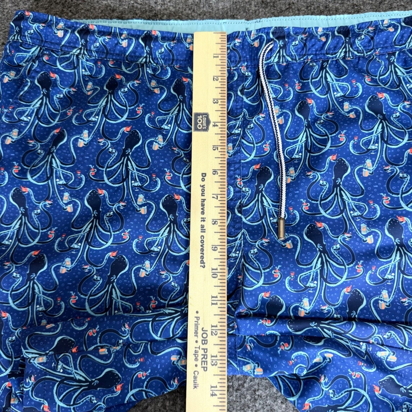 Peter Millar Mens Blue Octopus Cocktail Print Swim Trunks Large Size 40 Beach