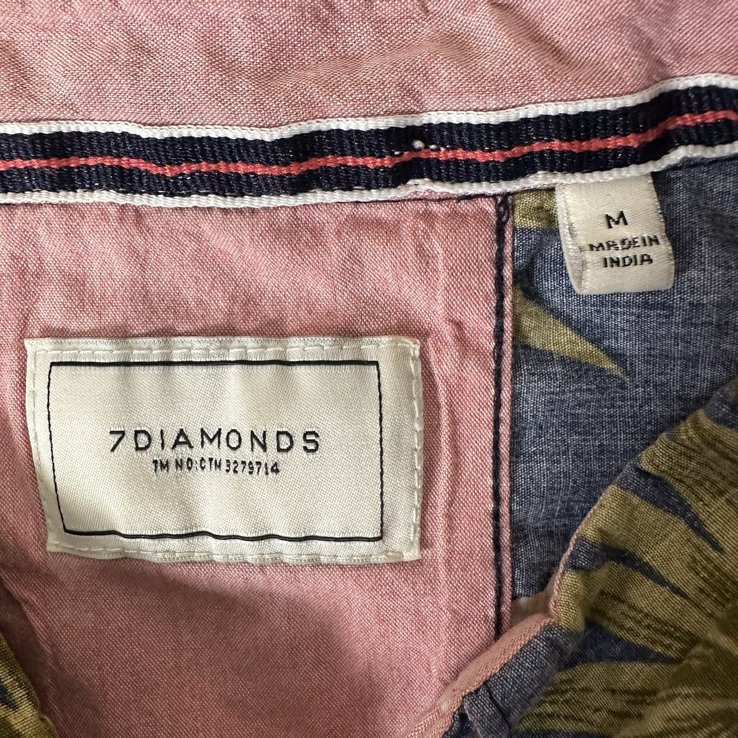 7 Diamonds Shirt Men's Medium Blue Floral Short Sleeve Button Up Reverse Casual