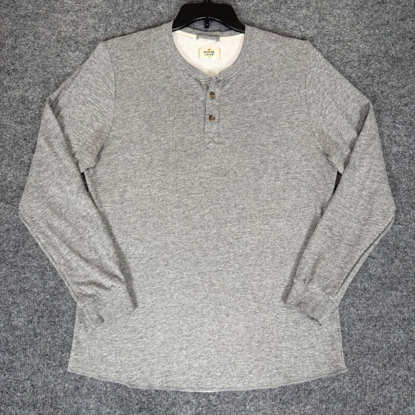 Marine Layer Henley Shirt Long Sleeve Casual Pullover Heather Gray Men's Large