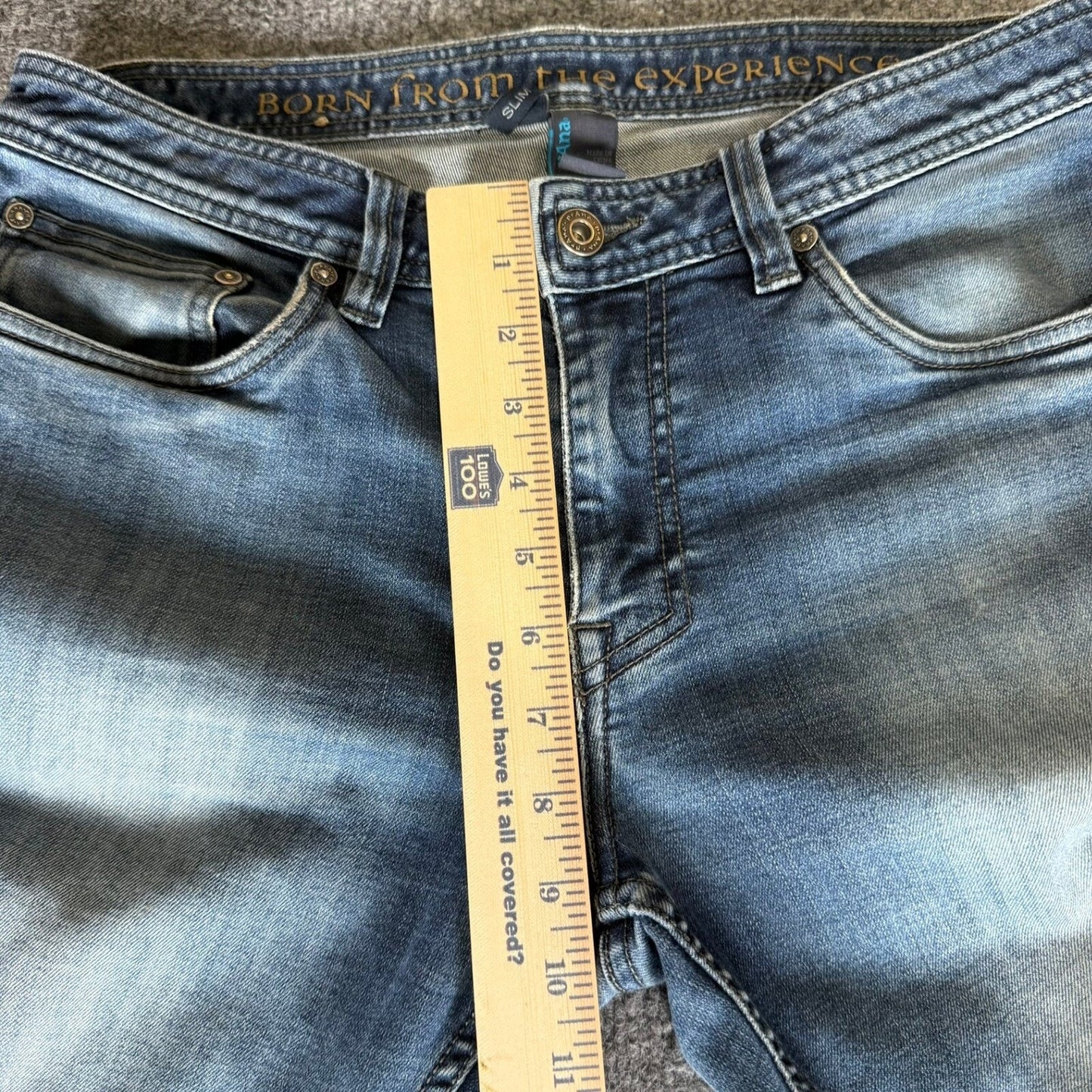 prAna Slim Fit Jeans Mens 32x27 Blue Wash Denim Distressed Casual Stretch Pants