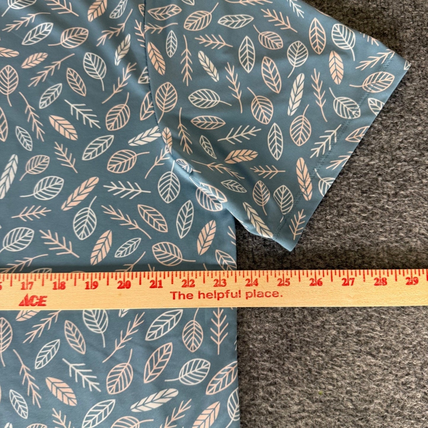 Yatta Golf Mens XL Blue Leaf Print Performance Polo Shirt Short Sleeve Stretch