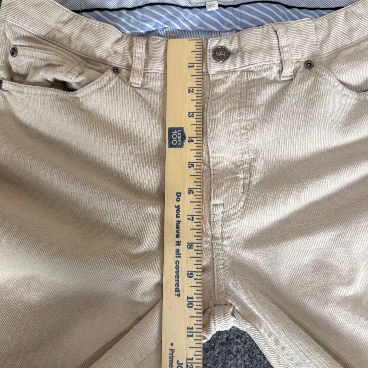 Peter Millar Crown Superior Soft Corduroy 5-Pocket Pants Mens 35 (34x27) Beige