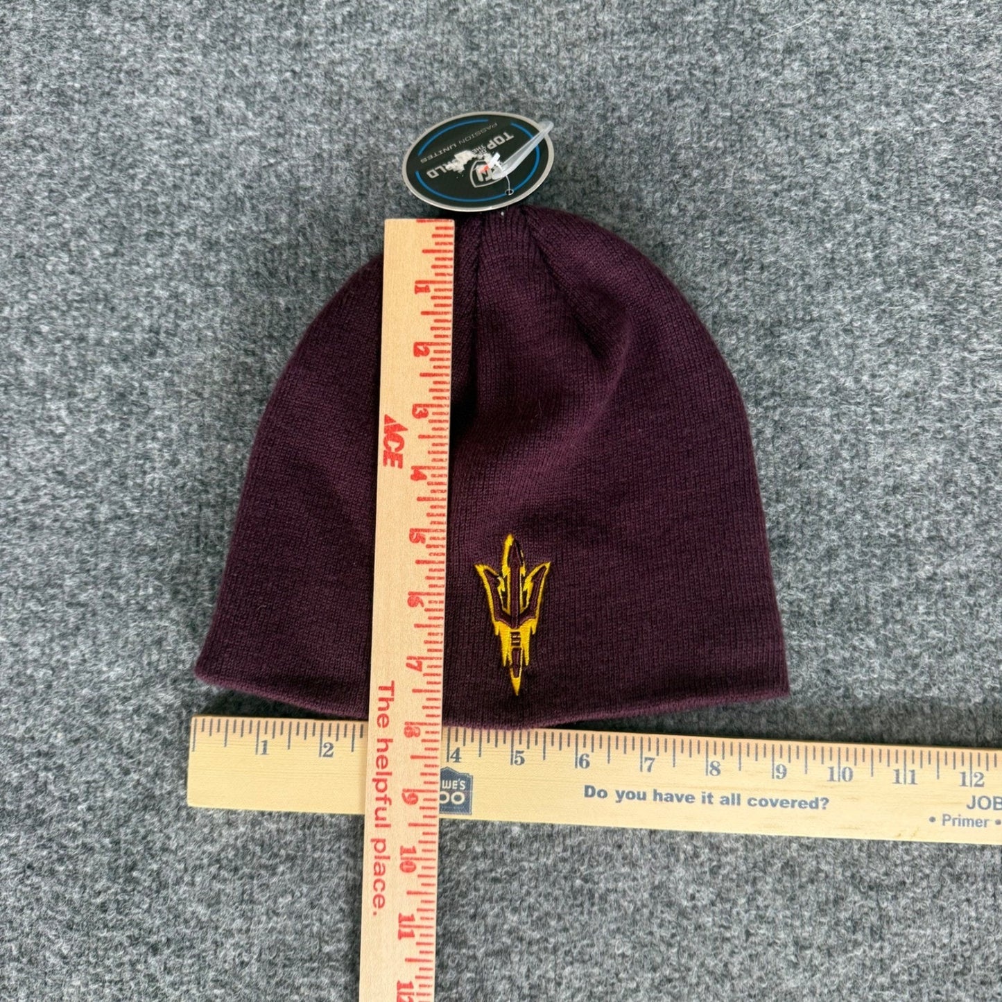 ASU Arizona State Sun Devils Beanie Maroon Knit Hat Mens OSFM College Winter Cap
