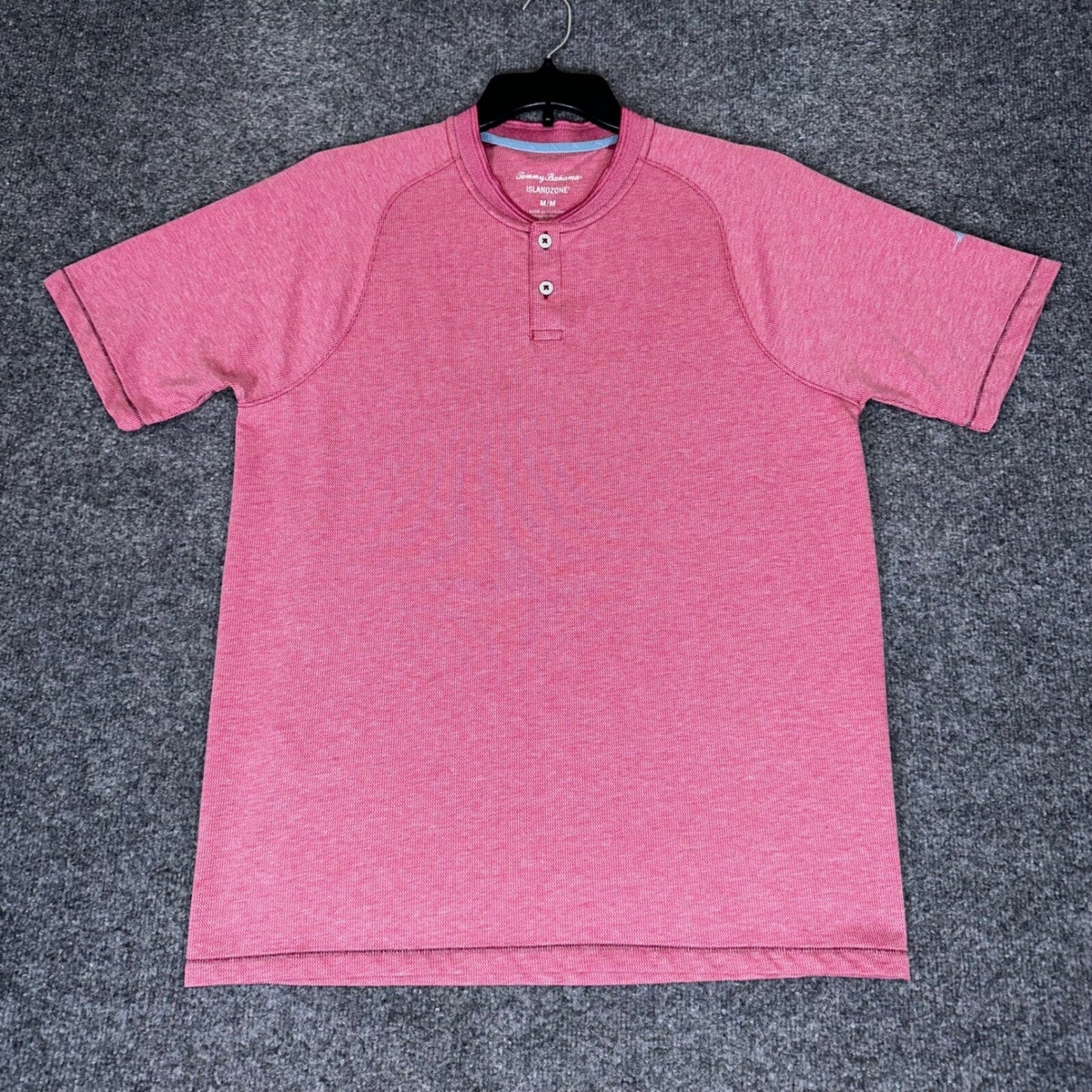 Tommy Bahama IslandZone Henley Shirt Moisture Wicking Heathered Red Medium