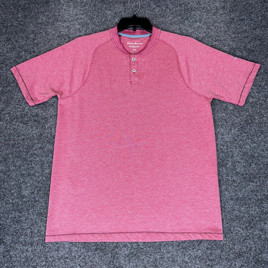 Tommy Bahama IslandZone Henley Shirt Moisture Wicking Heathered Red Medium