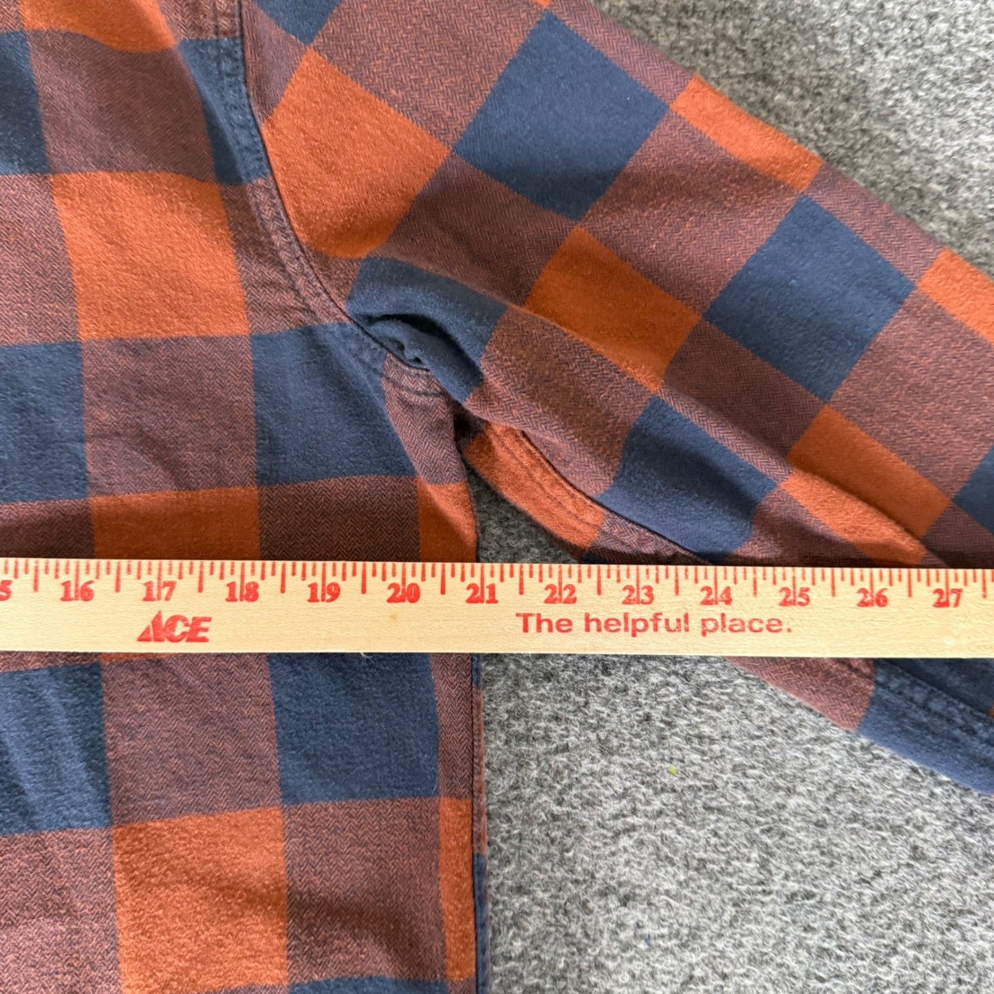 Vans Mens Medium Orange Blue Buffalo Plaid Flannel Shirt Classic Fit Long Sleeve
