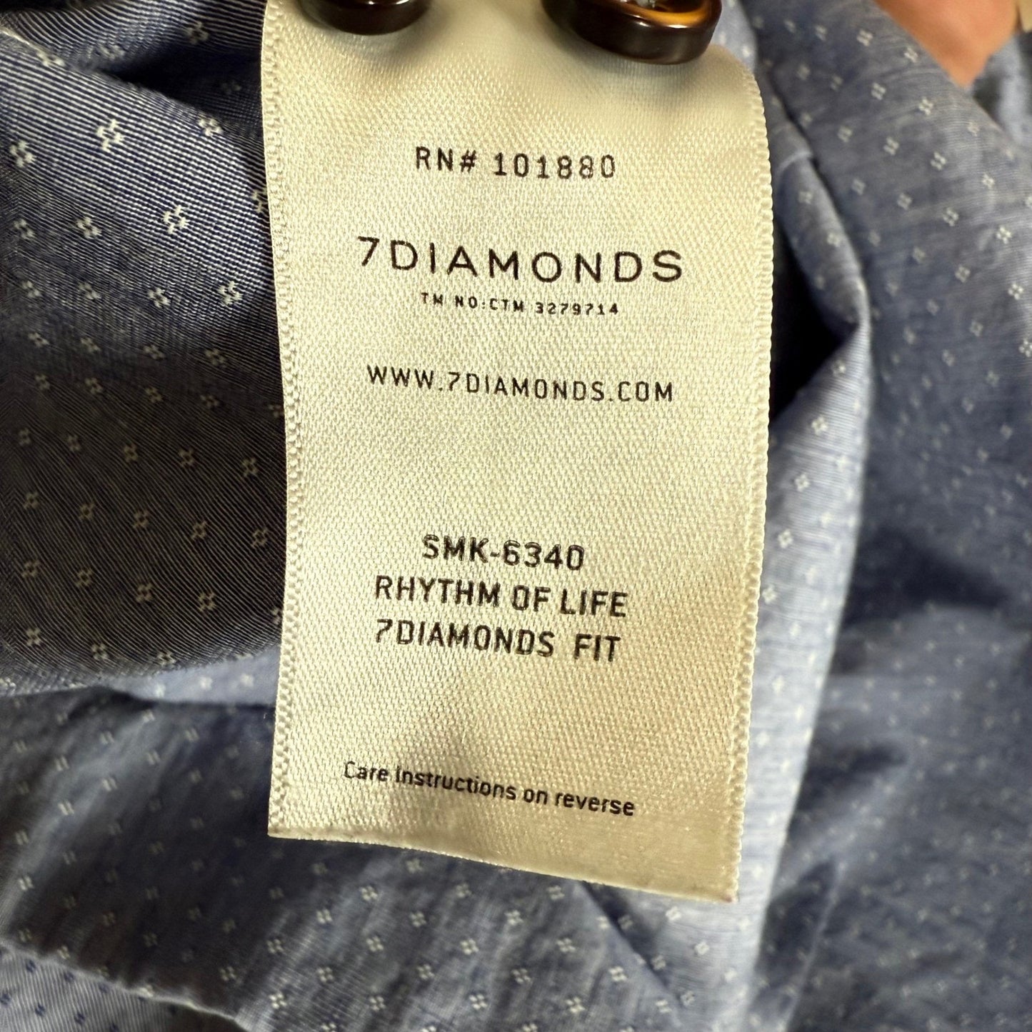 7 Diamonds Shirt Mens Medium Blue Long Sleeve Casual Button Up Dressy Modern