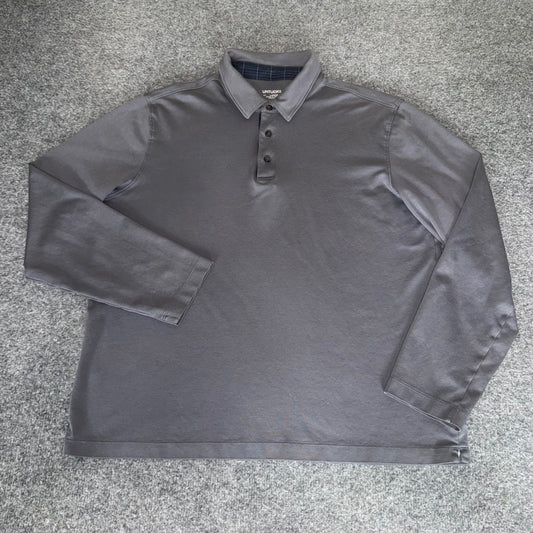 UNTUCKit Mens Large Gray Long Sleeve Cotton Polo Shirt Casual Comfort Stretch