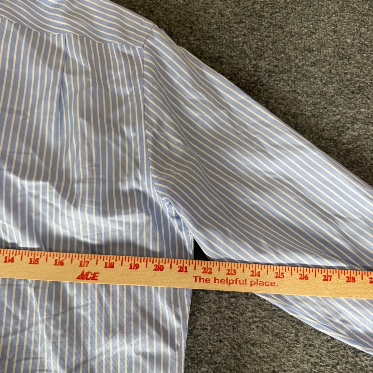 Charles Tyrwhitt Mens 15.5 33 Non Iron Slim Fit Striped Dress Shirt Blue White