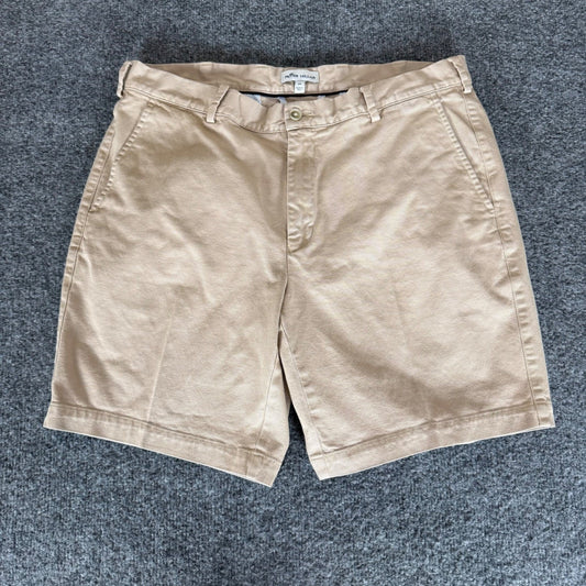 Peter Millar Pilot Twill Short Mens 34 Beige Chino Pima Cotton Flat Front Casual