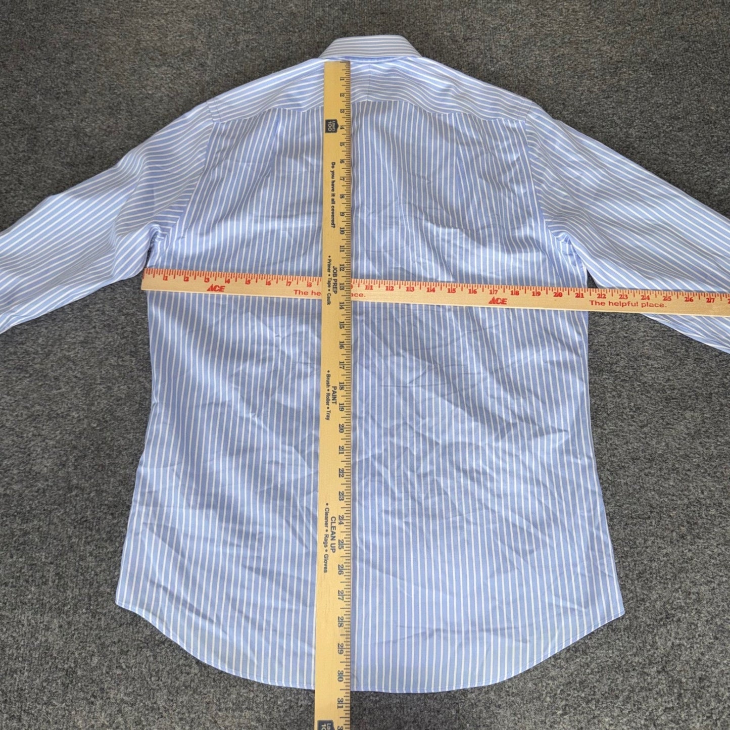 Charles Tyrwhitt Mens 15.5 33 Non Iron Slim Fit Striped Dress Shirt Blue White