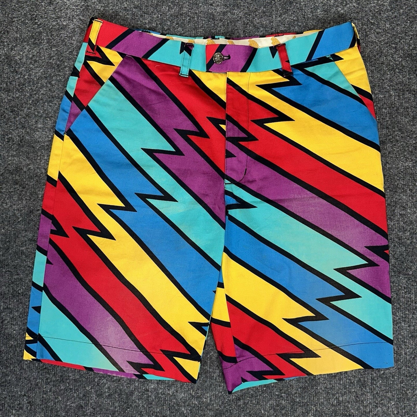 Loudmouth Shorts Mens 36 Colorful Golf Chino Geometric Mid Rise Casual 11" Adult