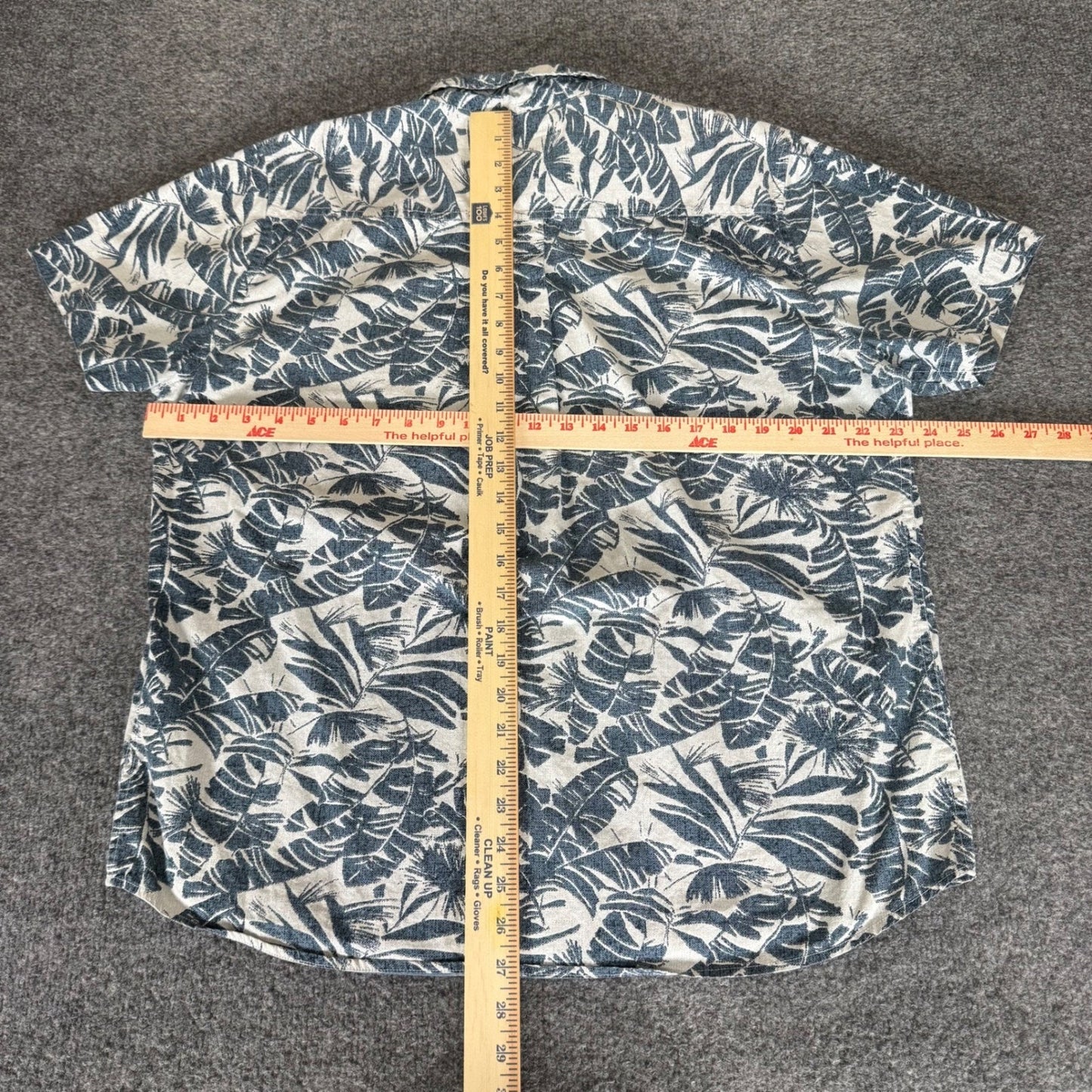 Eddie Bauer Mens Hawaiian Shirt Large Tropical Leaf Short Sleeve Button Up Aloha