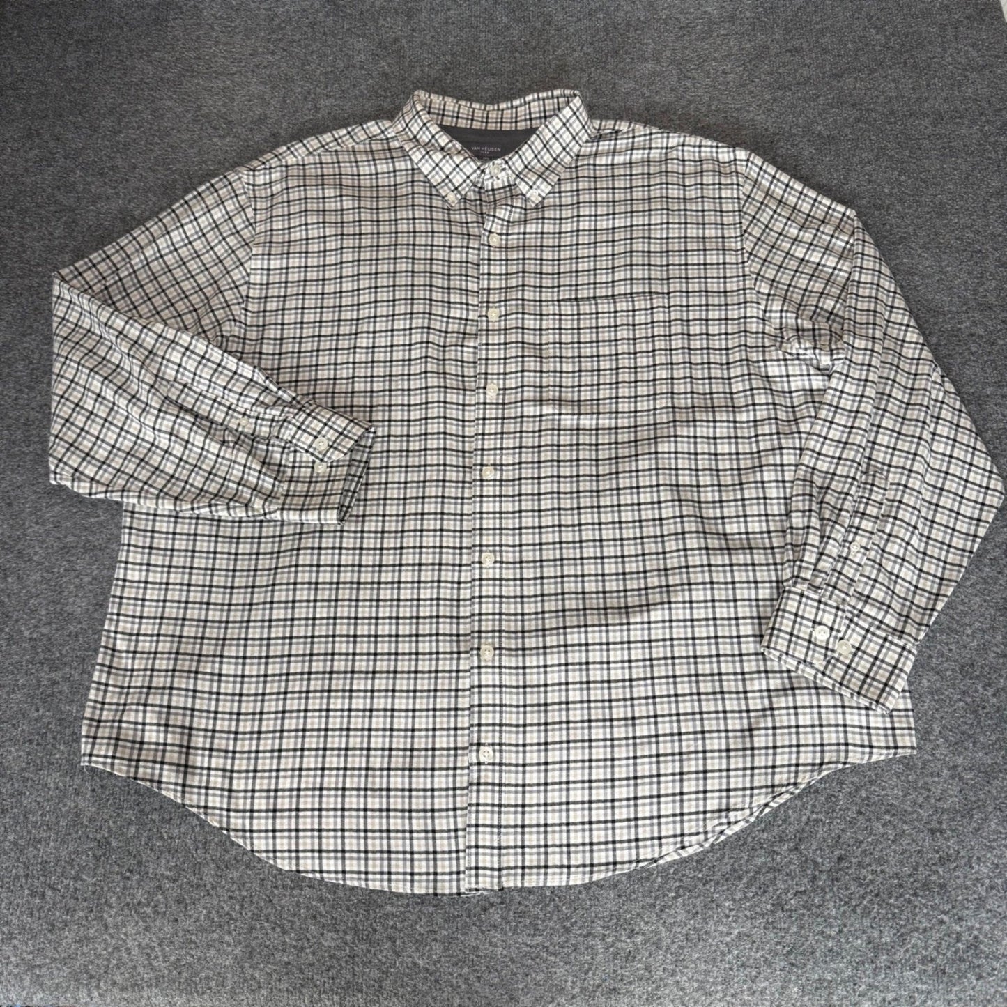 Van Heusen Flex Mens 2XL Plaid Button Down Shirt Long Sleeve