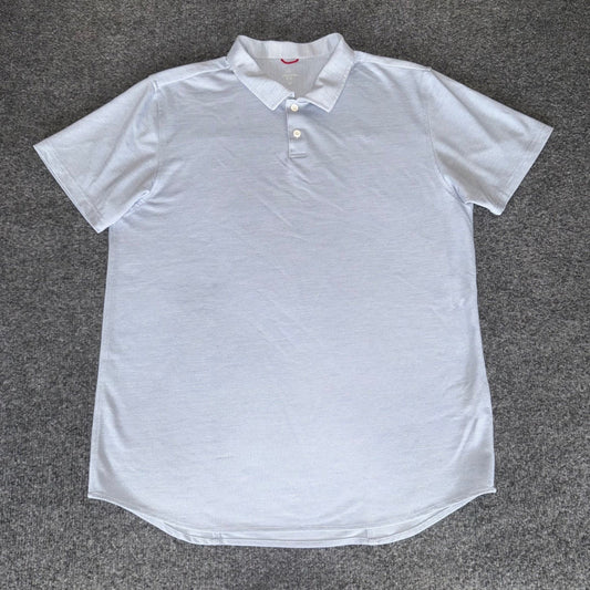 Western Rise Polo Shirt Mens Medium Blue Wool Blend Short Sleeve Performance Top