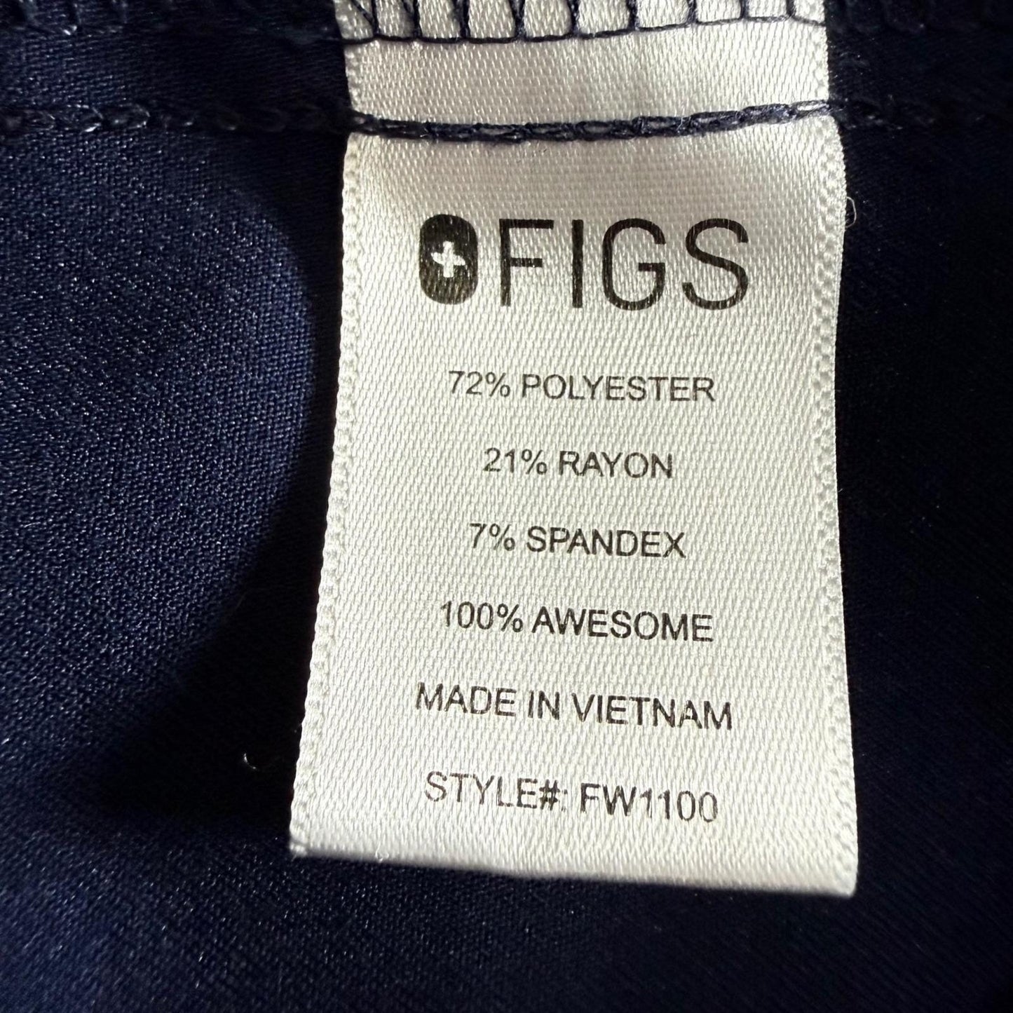 FIGS Casma Womens Scrub Top Large Navy Blue V Neck Medical Uniform Healthcare