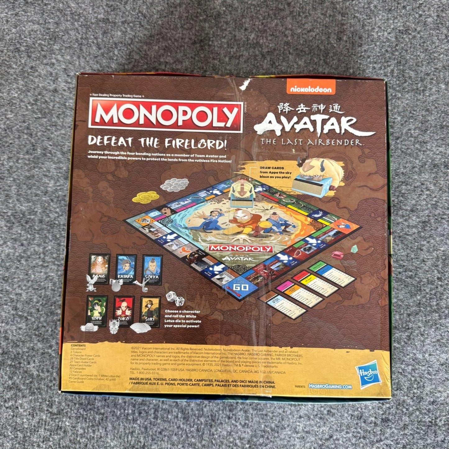 Hasbro Monopoly Avatar The Last Airbender Board Game Nickelodeon Family Strategy
