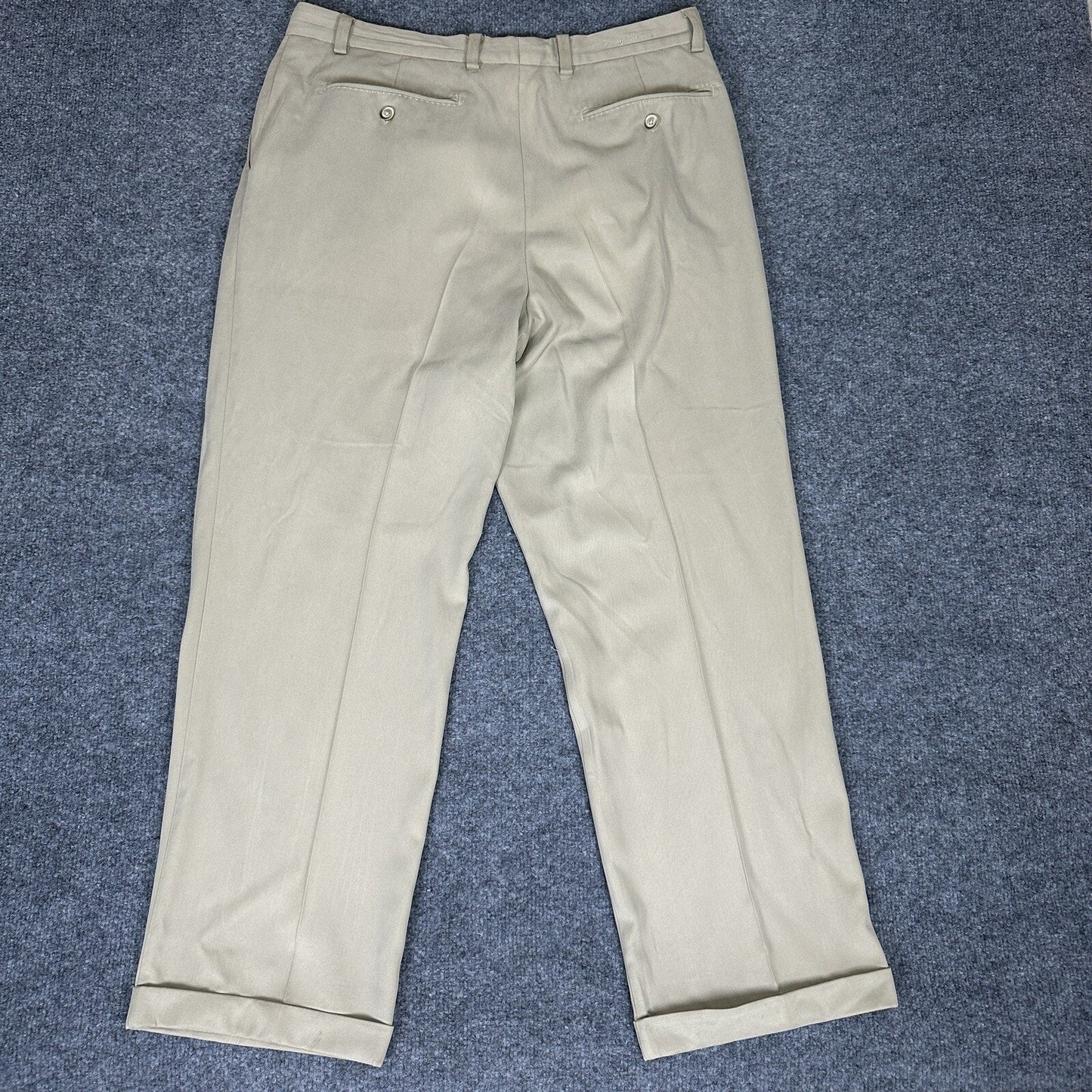 Tommy Bahama Pants Mens 35 (36x29) Beige Silk Straight Pleated High Rise Adult