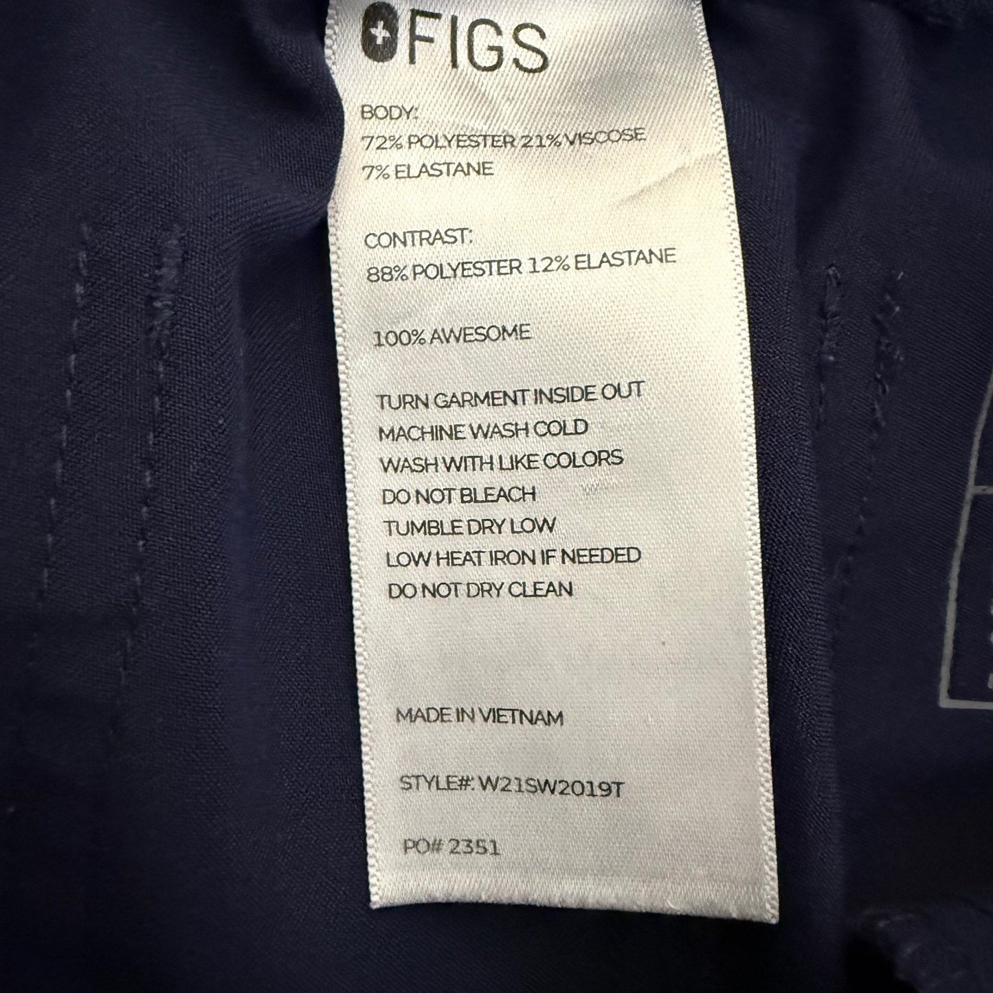 FIGS Yola Scrub Pant Mens Small Tall S/T 29x32 Navy Blue Medical Uniform Nursing