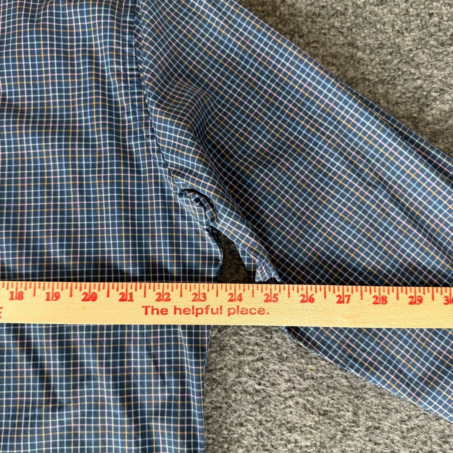 Peter Millar Summer Comfort Mens Large Blue Plaid Stretch Button Up Shirt Casual