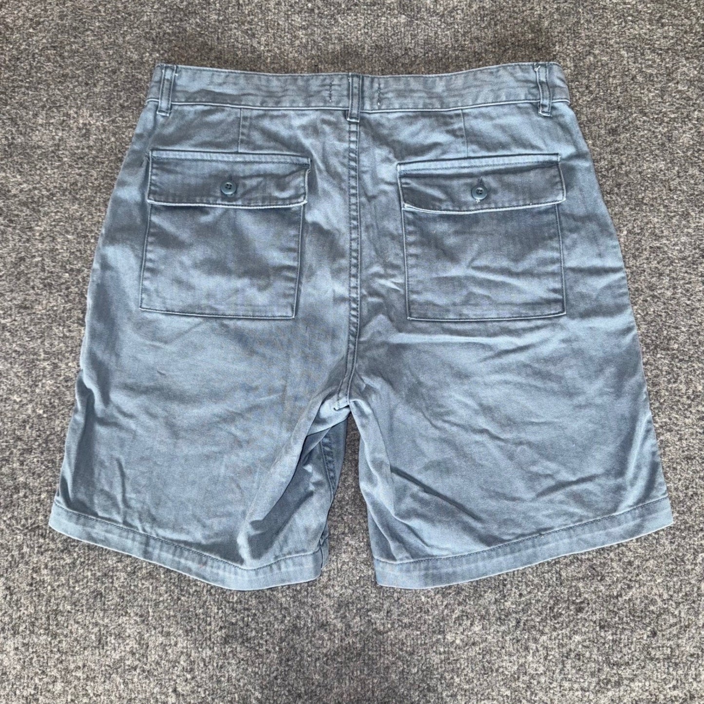 Taylor Stitch Shorts Mens 32 Blue Canvas Chino Patch Pocket Casual Durable