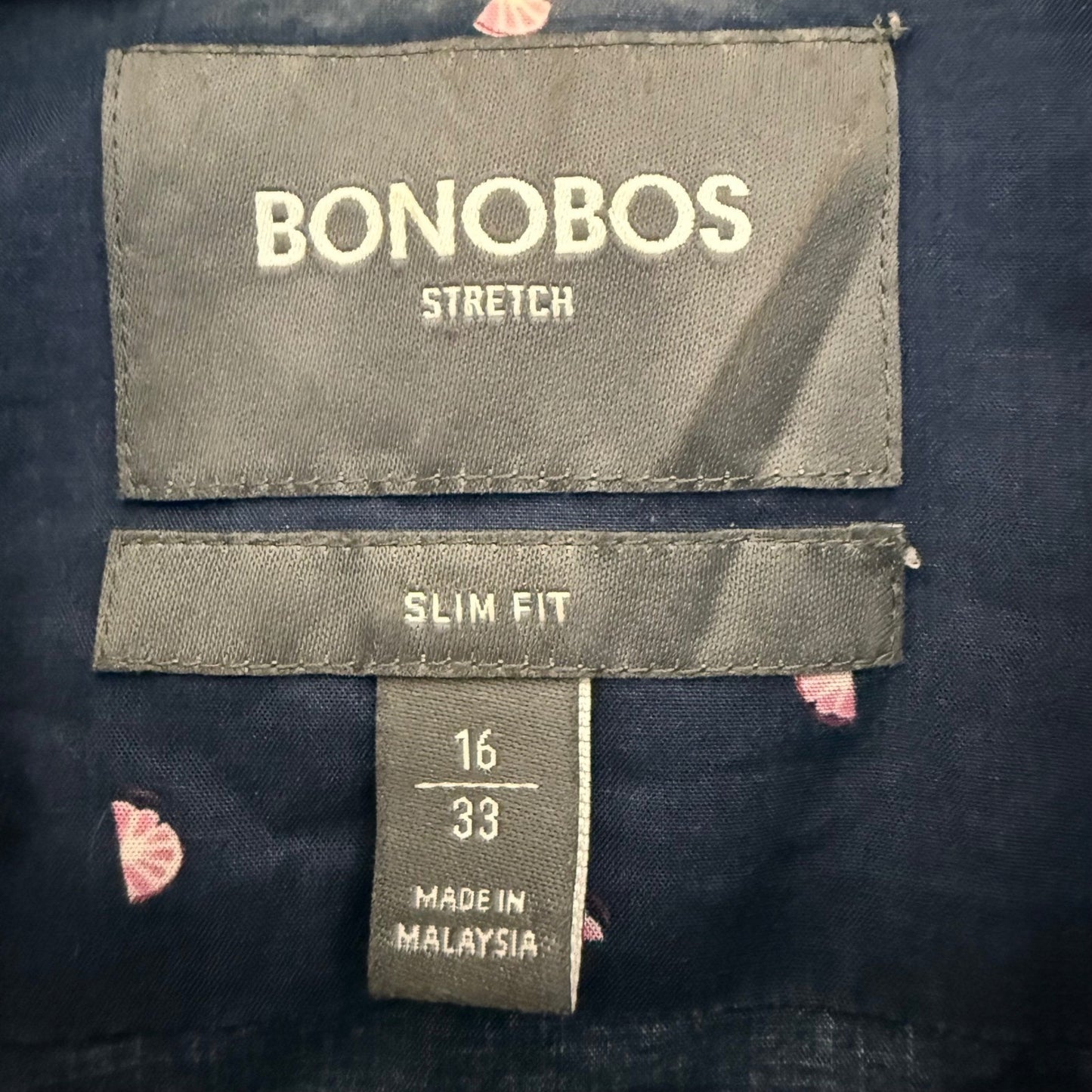 Bonobos Shirt Mens 16/33 M Slim Stretch Button Down Long Sleeve Blue Geometric