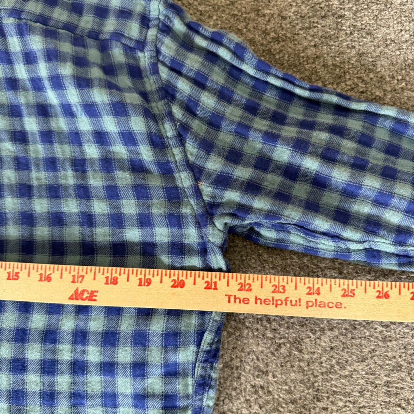 Peter Millar Mountainside Blue Gingham Cotton Flannel Shirt Mens Medium Casual