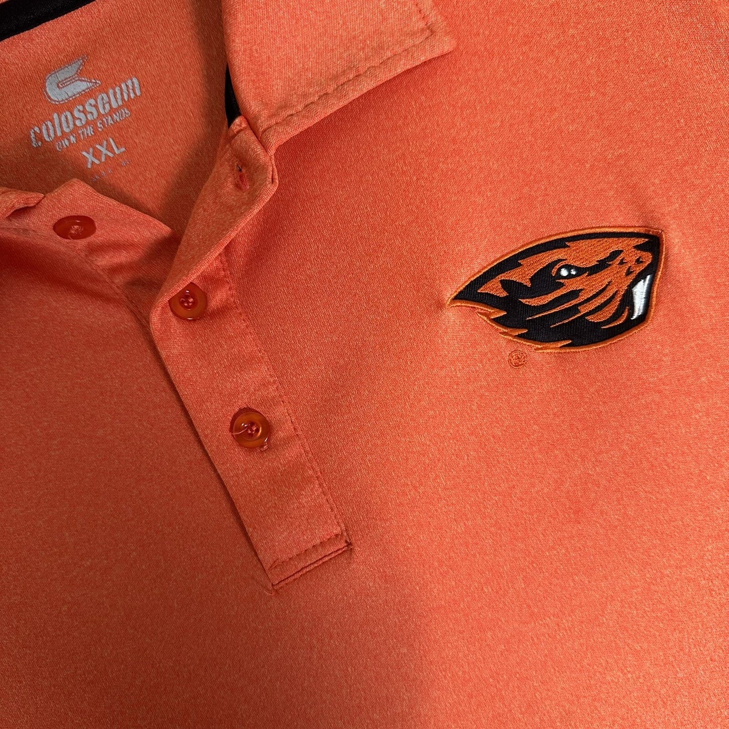 Oregon State Beavers Polo Shirt Mens 2XL Orange Short Sleeve Stretch XXL Adult