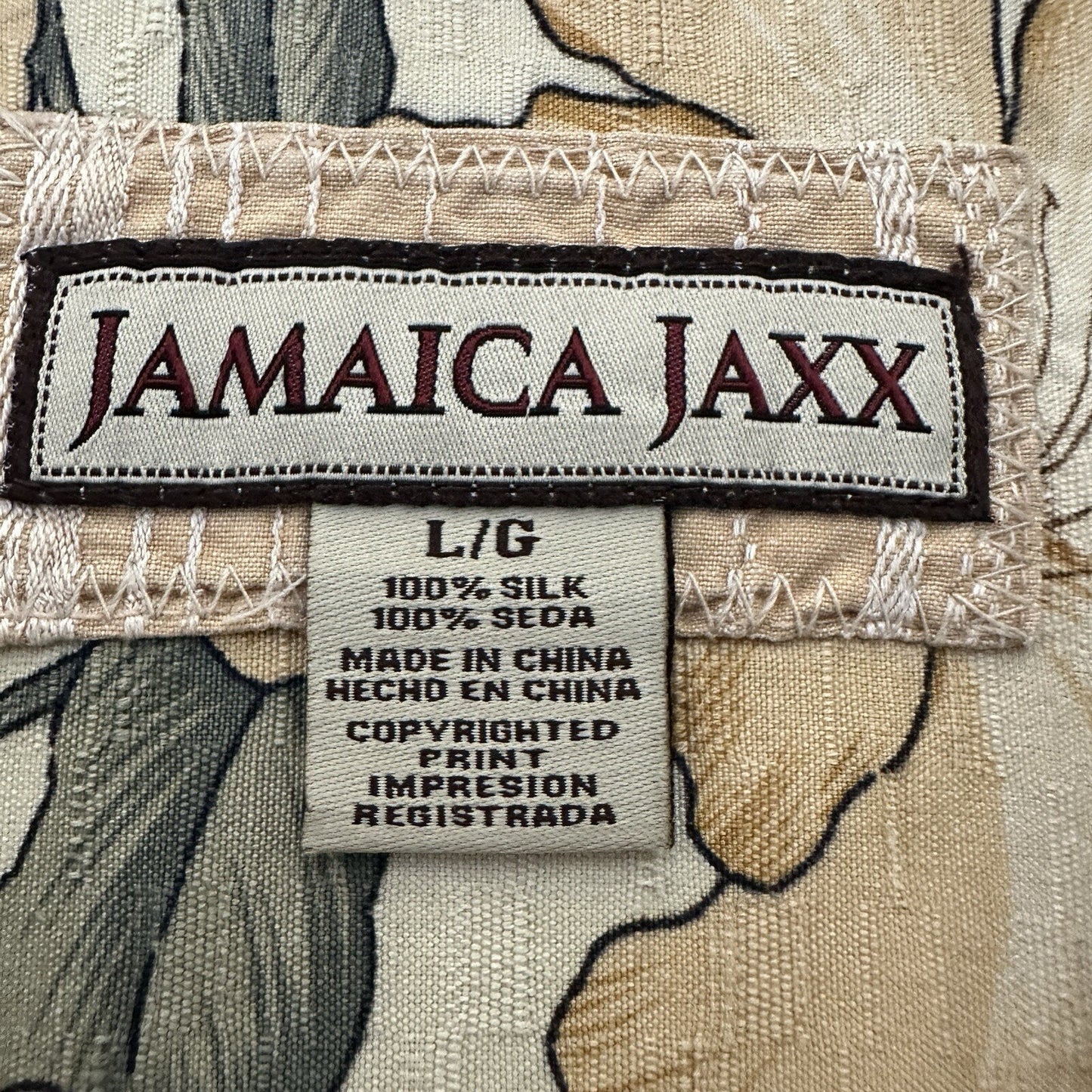 Jamaica Jaxx Shirt Mens Large Yellow Silk Floral Hawaiian Short Sleeve Adult