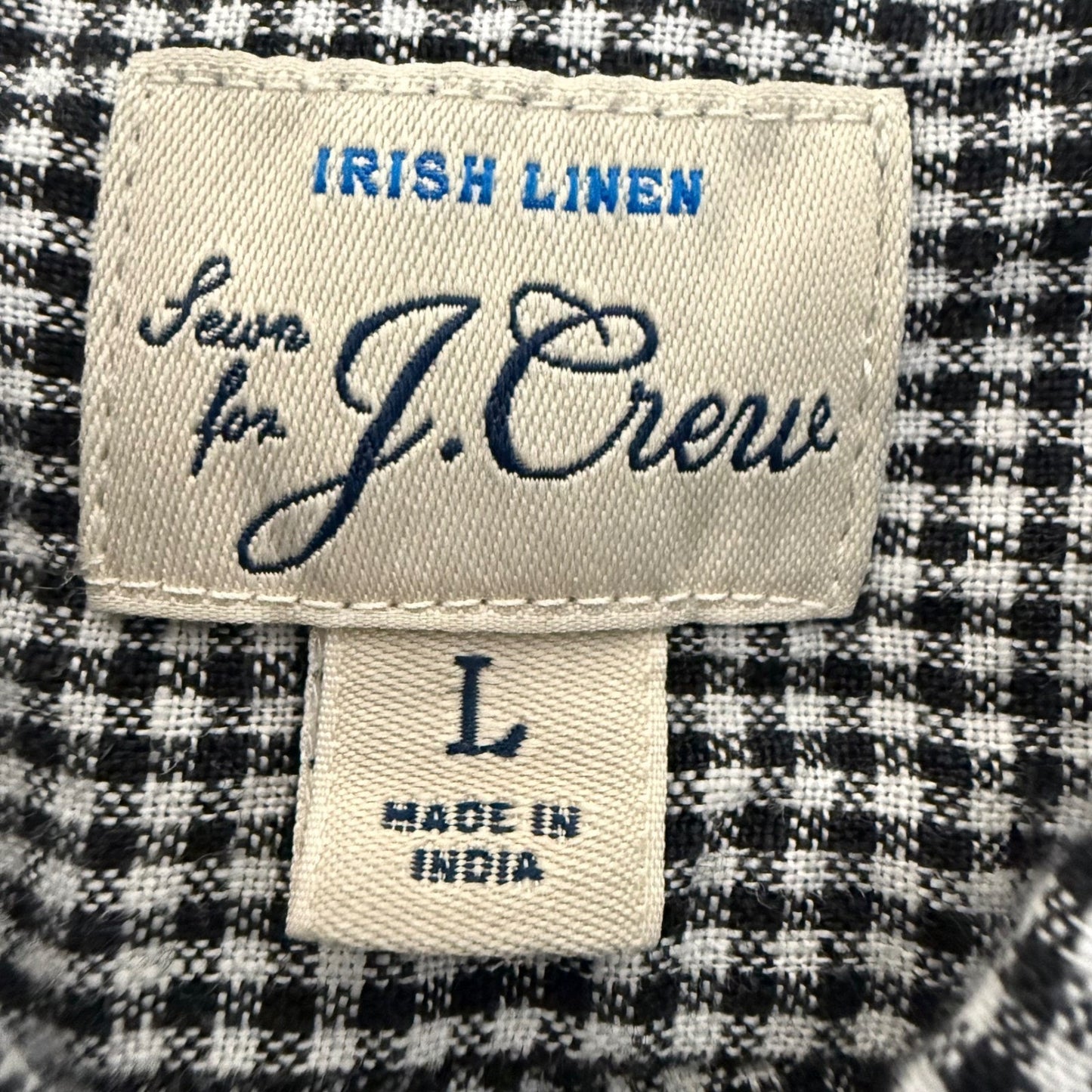 J Crew Irish Linen Baird McNutt Shirt Men L Gingham Button Up Long Sleeve Casual