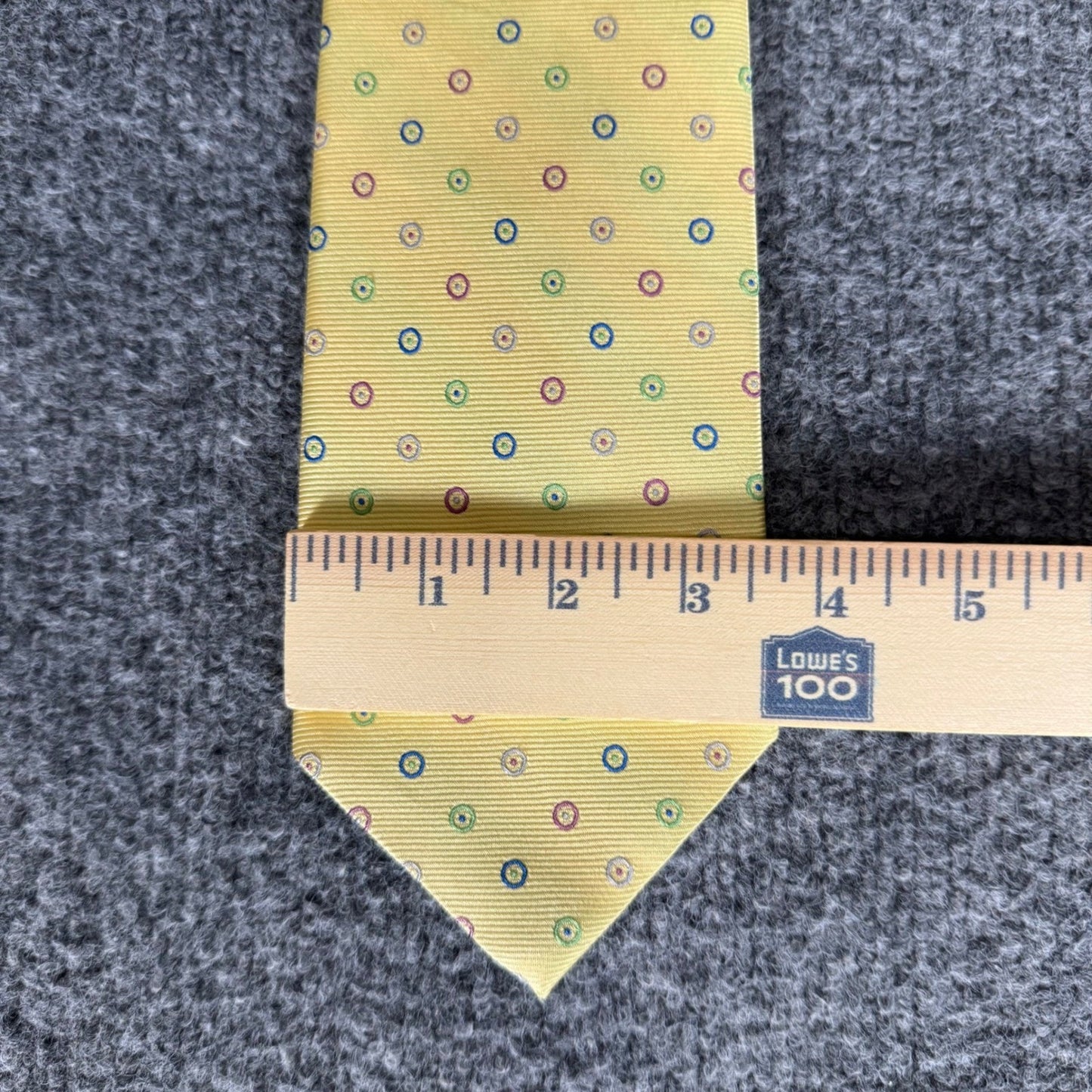 Brooks Brothers Mens Yellow Silk Geometric Circle Pattern Necktie Made in USA
