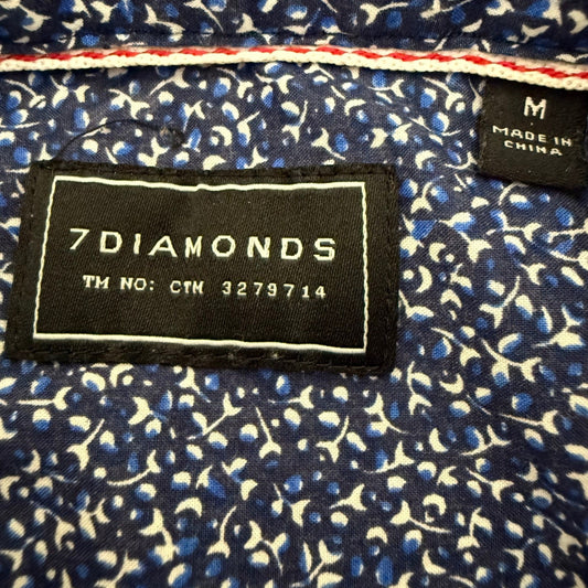 7 Diamonds Shirt Mens Medium Blue Long Sleeve Casual Button Up Dressy Modern