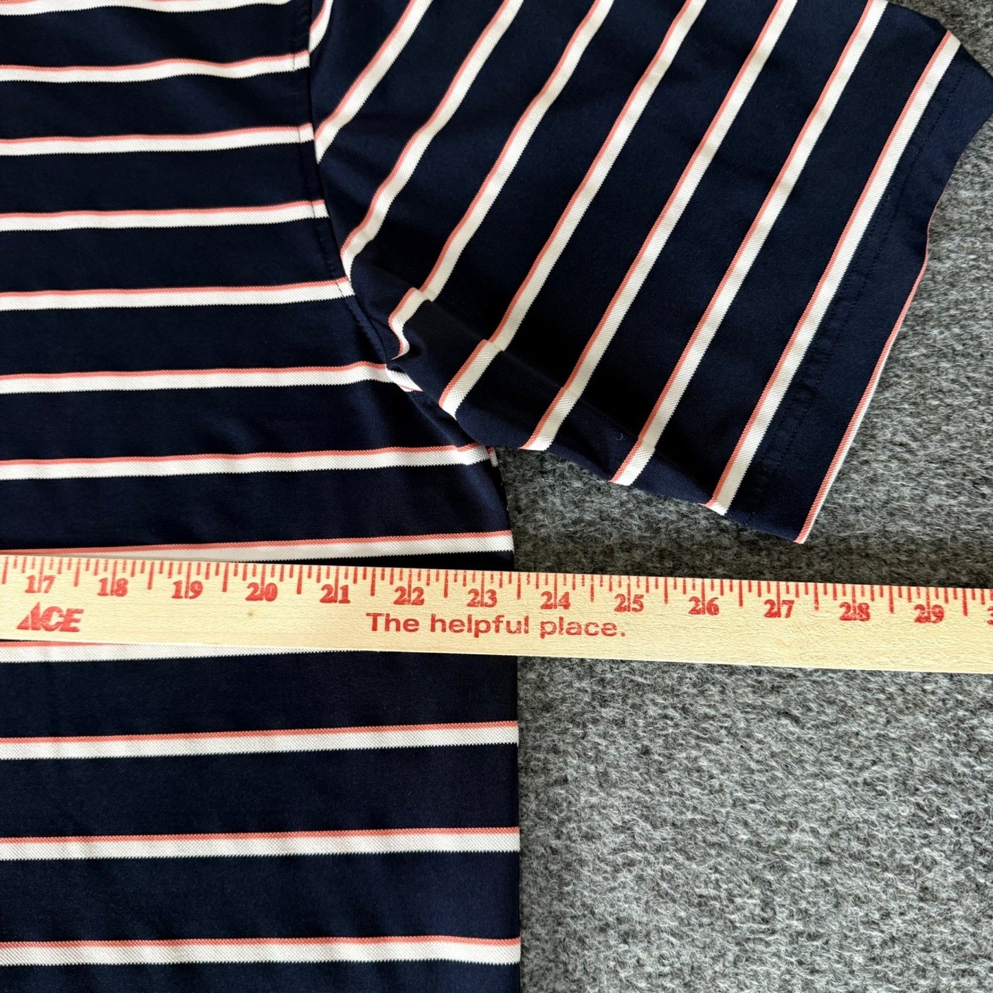 FootJoy Golf Polo Shirt Mens Large Navy Blue Striped Short Sleeve Performance