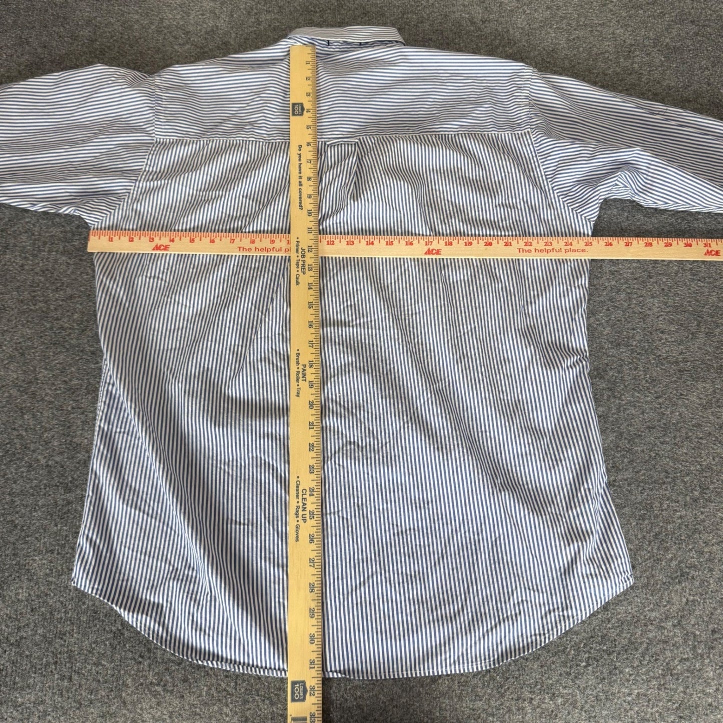 Vintage Chaps Ralph Lauren Mens Blue Striped Button Down Shirt 16.5 32/33 Cotton