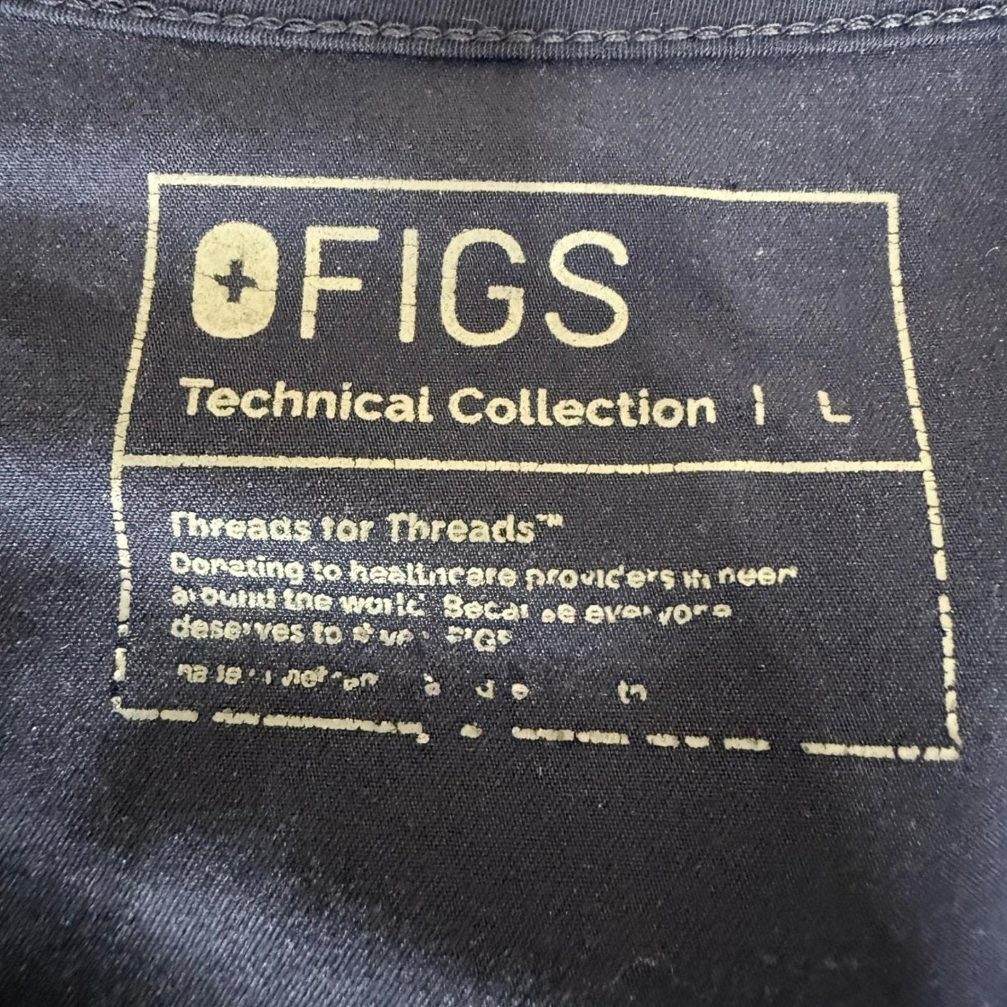 FIGS Casma Womens Scrub Top Large Navy Blue V Neck Medical Uniform Healthcare