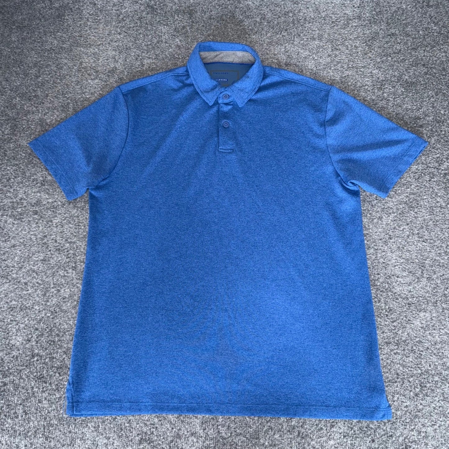 Twillory Athleisure Mens Blue Heather Performance Short Sleeve Polo Shirt Large