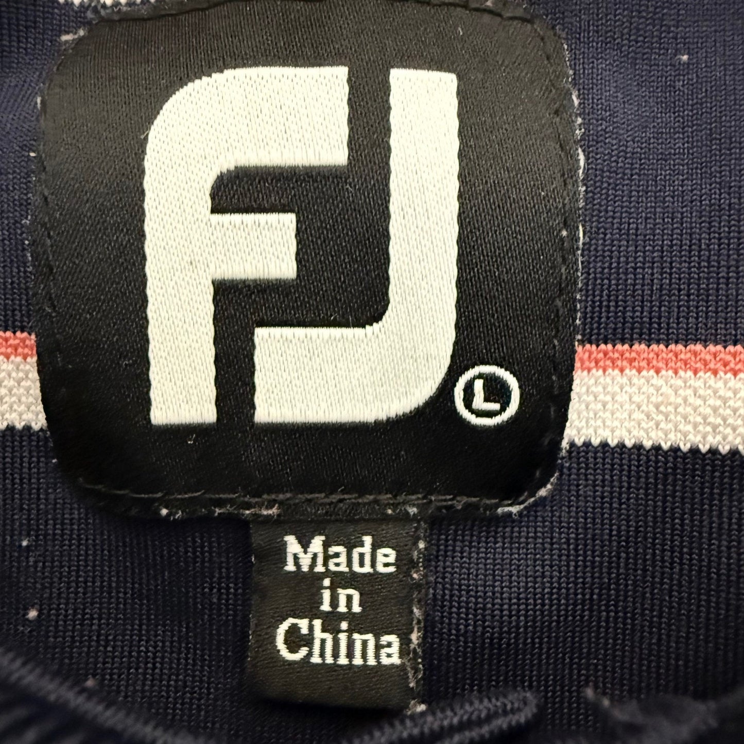 FootJoy Golf Polo Shirt Mens Large Navy Blue Striped Short Sleeve Performance